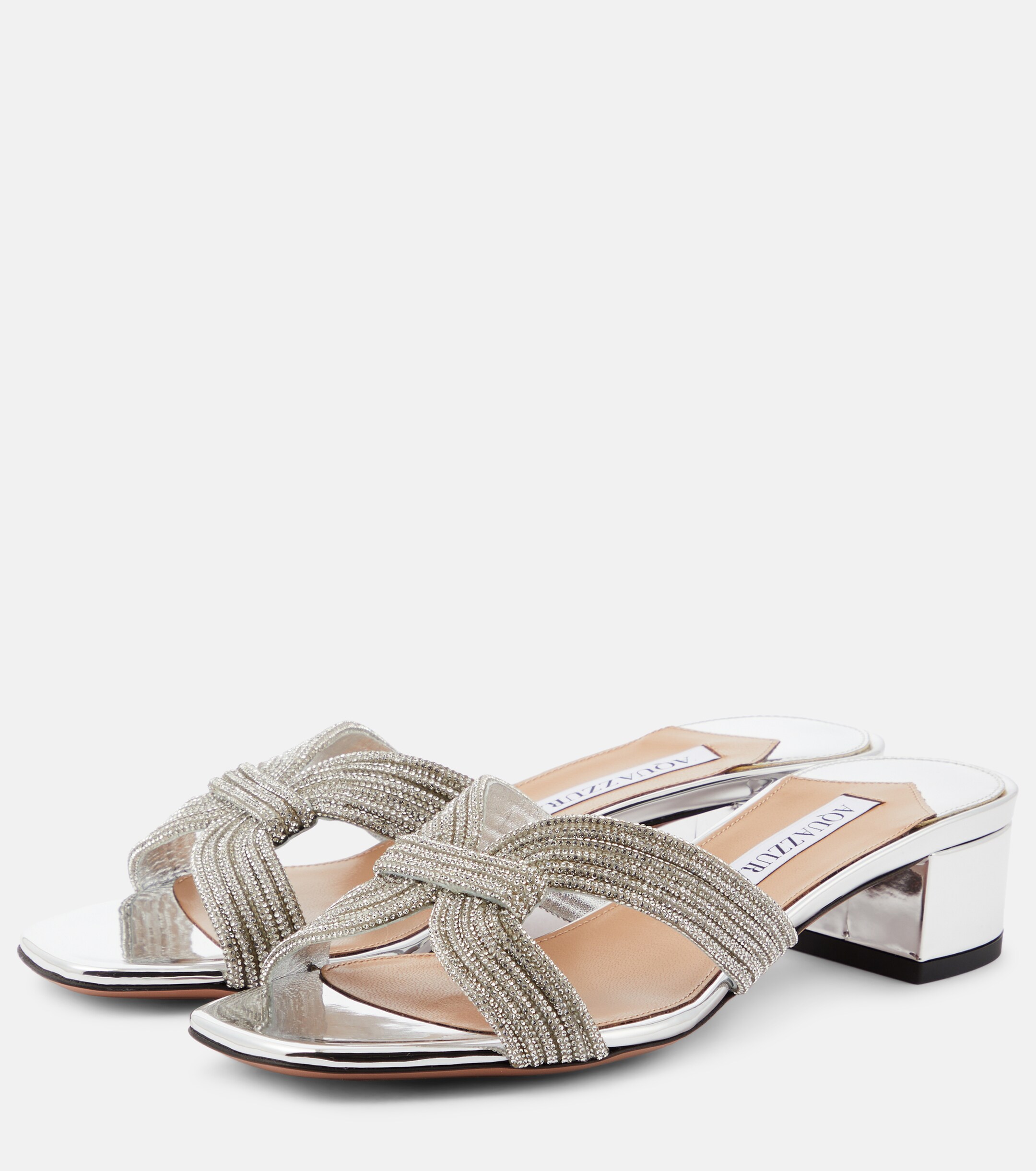 AQUAZZURA Crystal Muse 35 embellished mules thumbnail