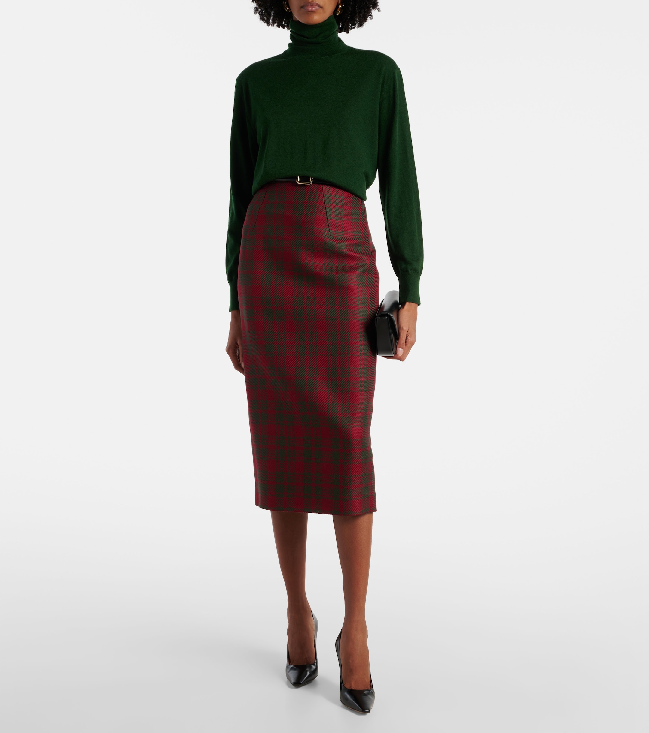 Emilia Wickstead Lorelei plaid wool-blend pencil skirt