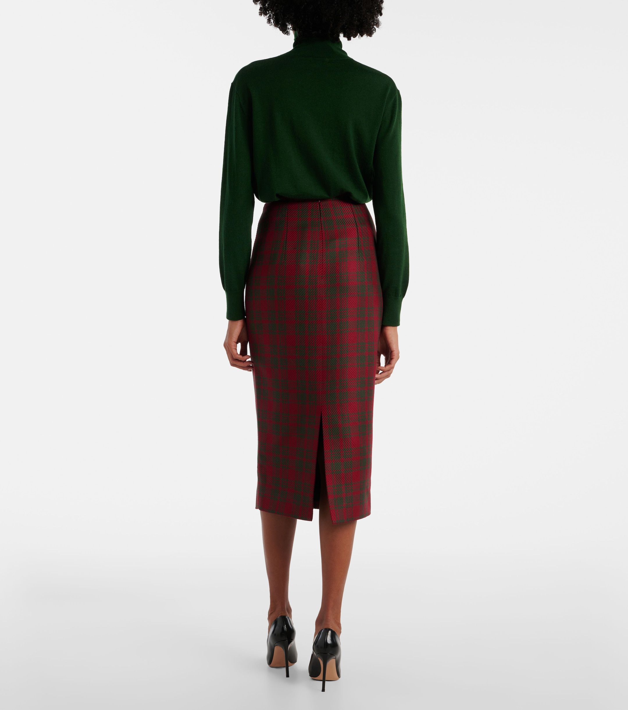 Emilia Wickstead Lorelei plaid wool-blend pencil skirt
