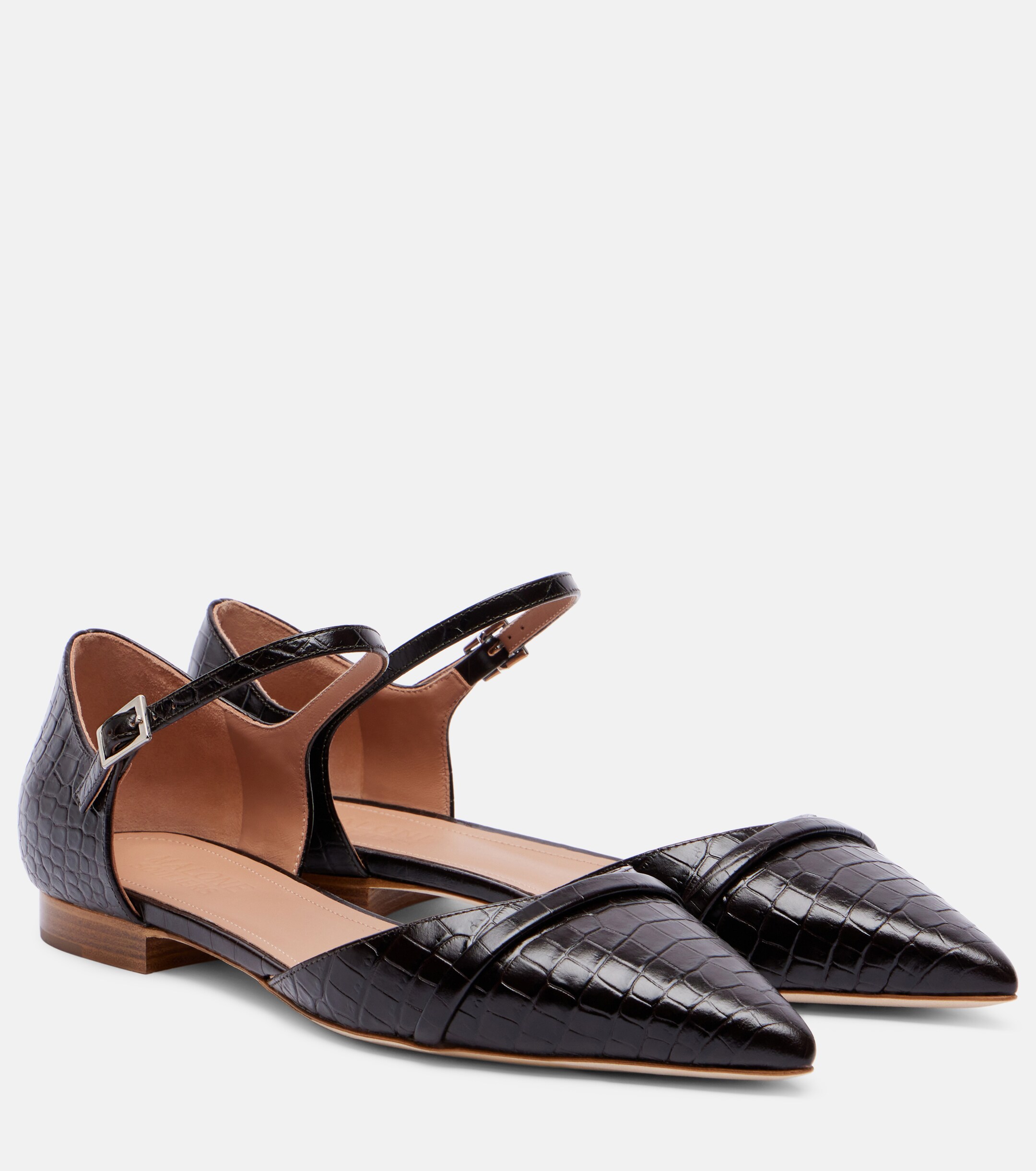 Malone Souliers Ulla croc-effect leather flats 