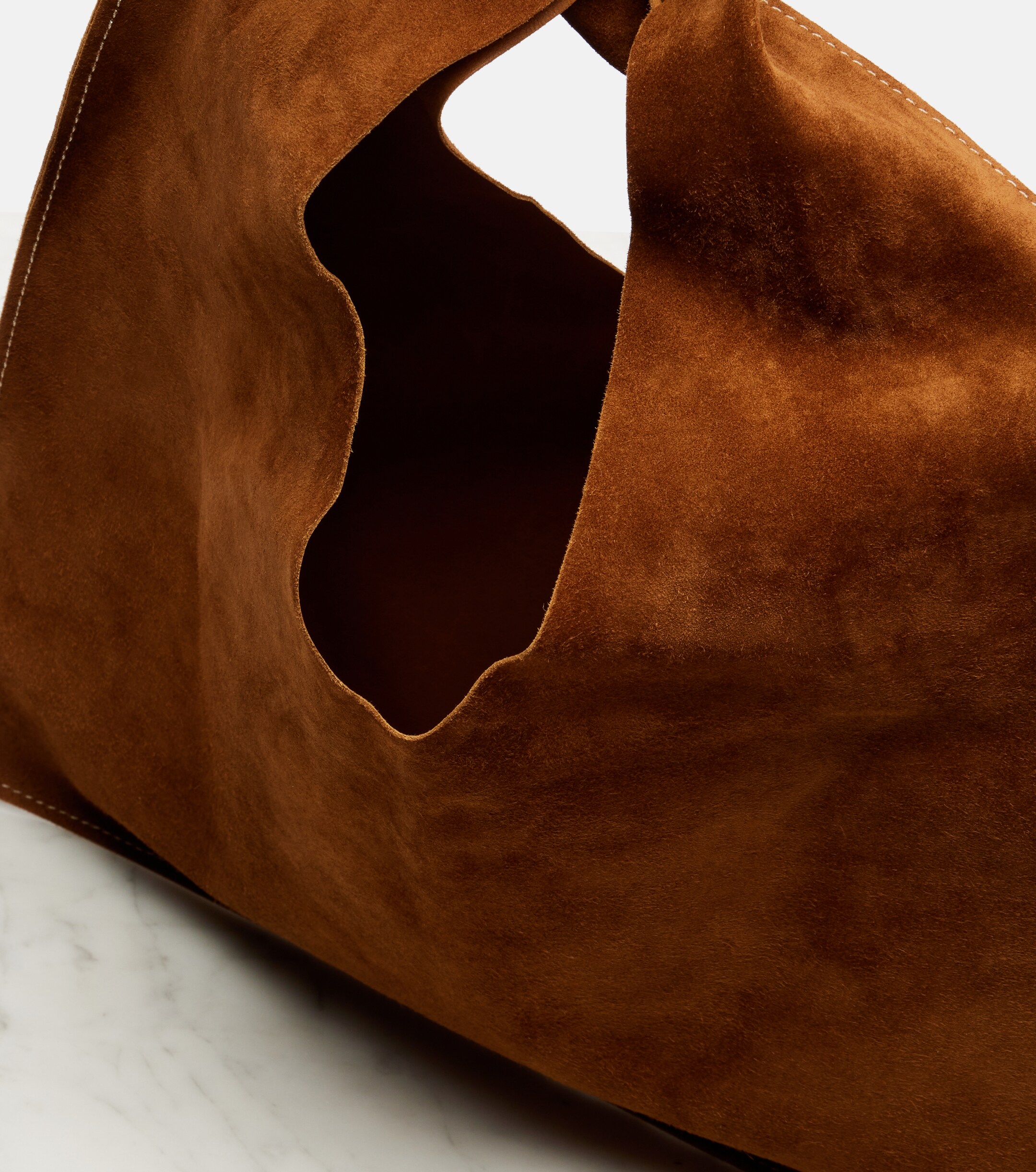 The Row Bindle Small suede top-handle bag