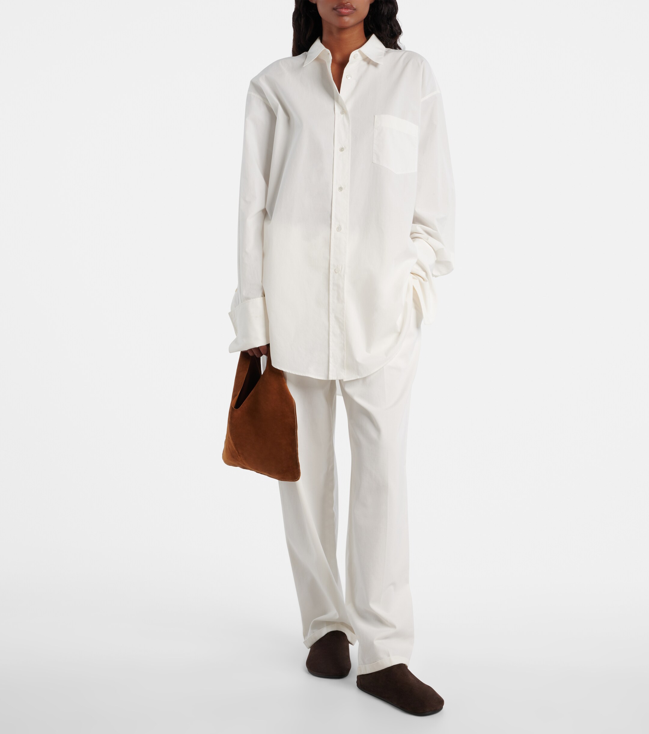 The Row Bindle Small suede top-handle bag