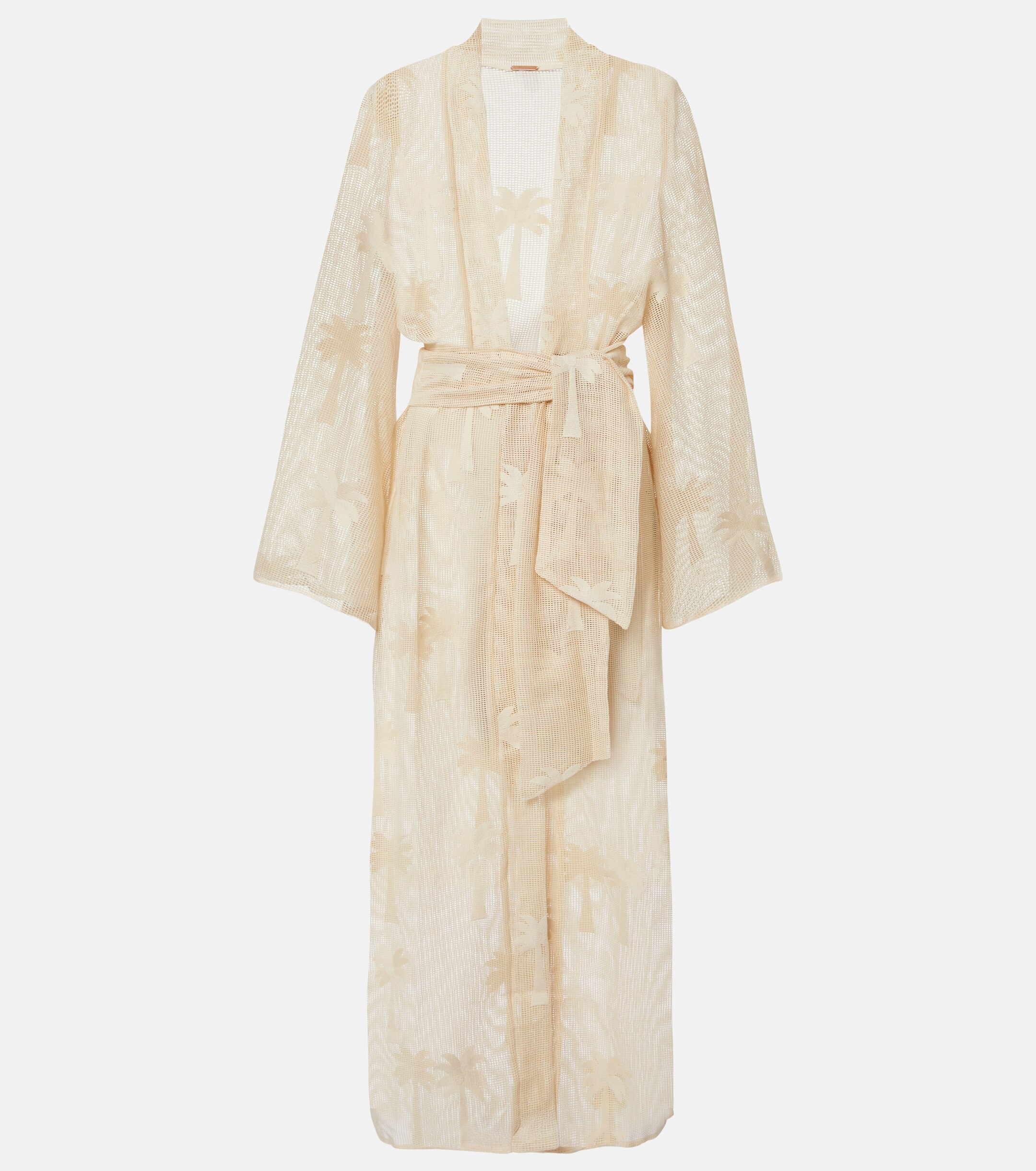 Johanna Ortiz Johanna Ortiz Belted embroidered cotton mesh kaftan