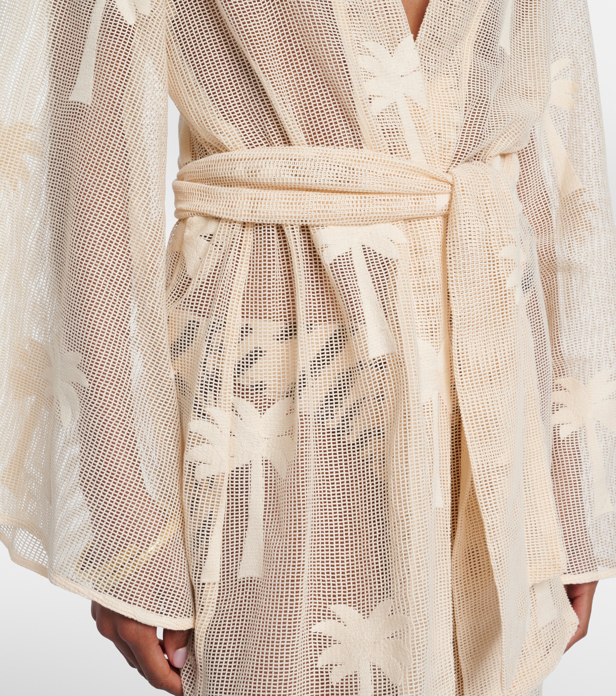 Johanna Ortiz Johanna Ortiz Belted embroidered cotton mesh kaftan