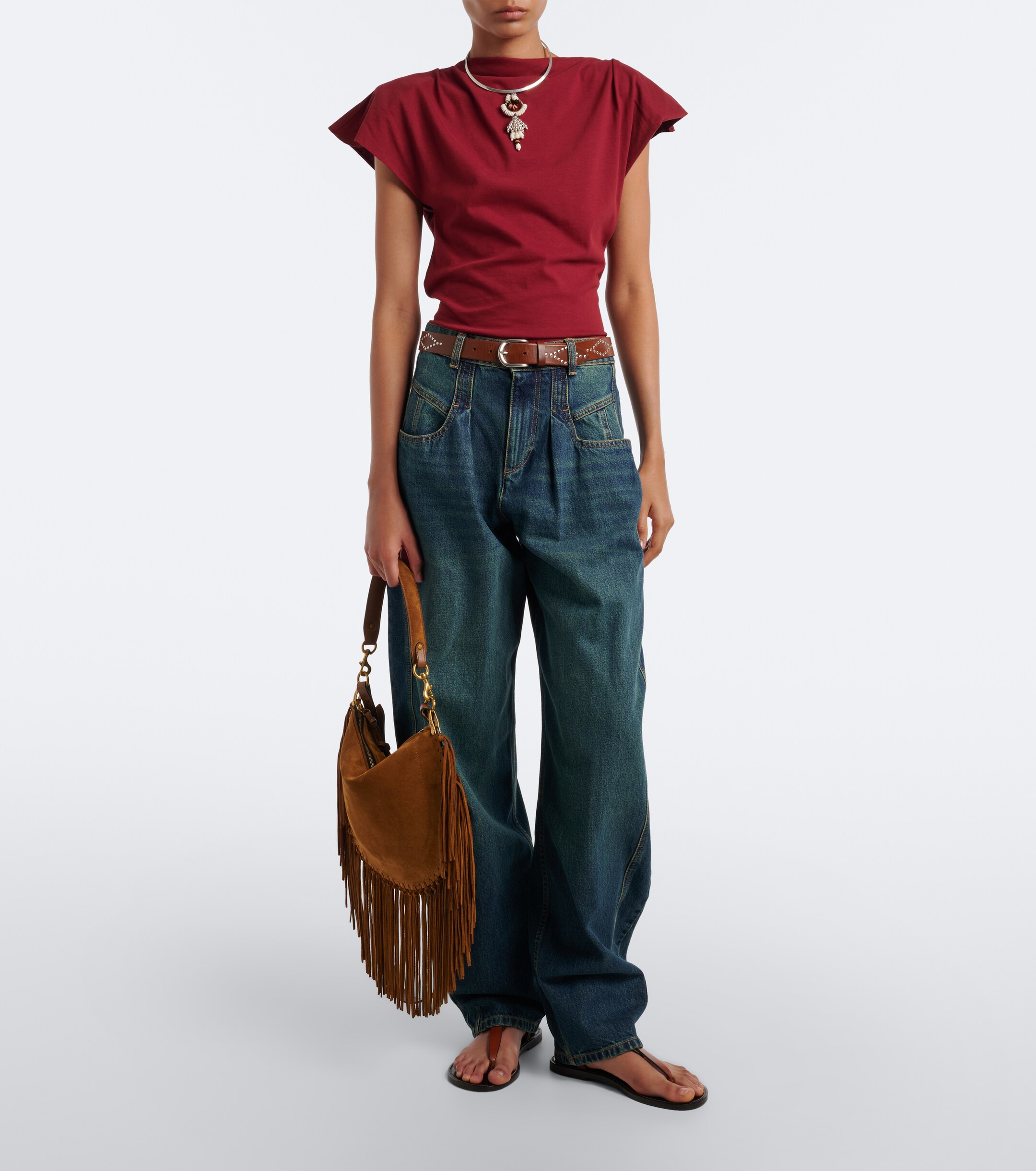 Isabel Marant Oskan Small fringed suede shoulder bag