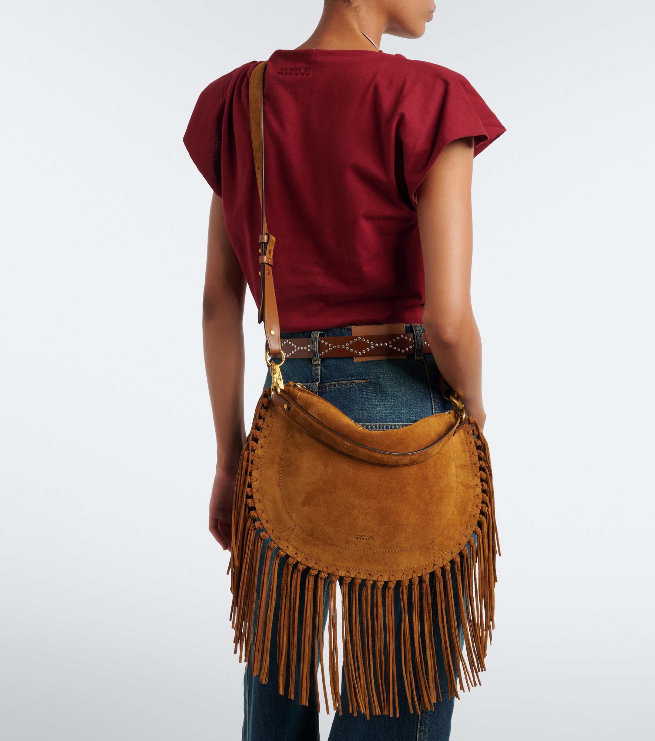 Isabel Marant Oskan Small fringed suede shoulder bag