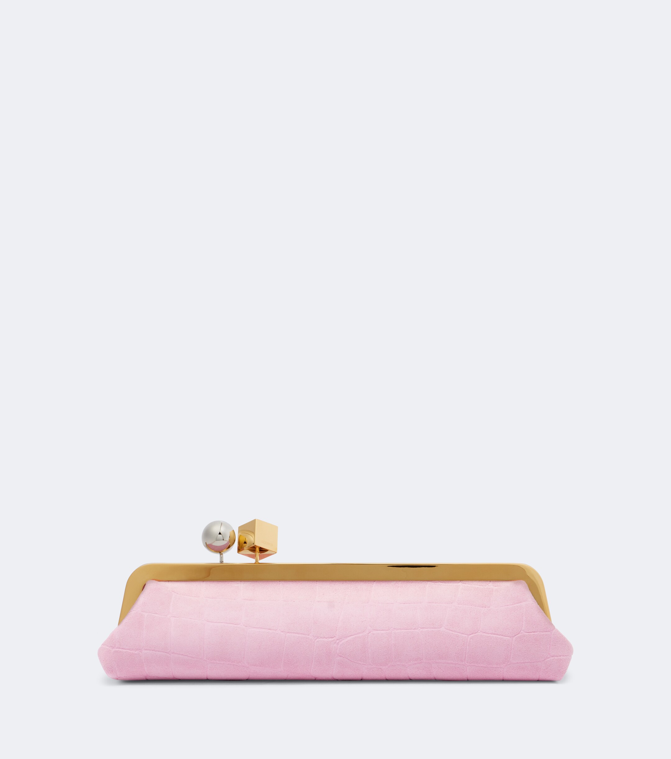 Jacquemus Salon croc-effect suede clutch