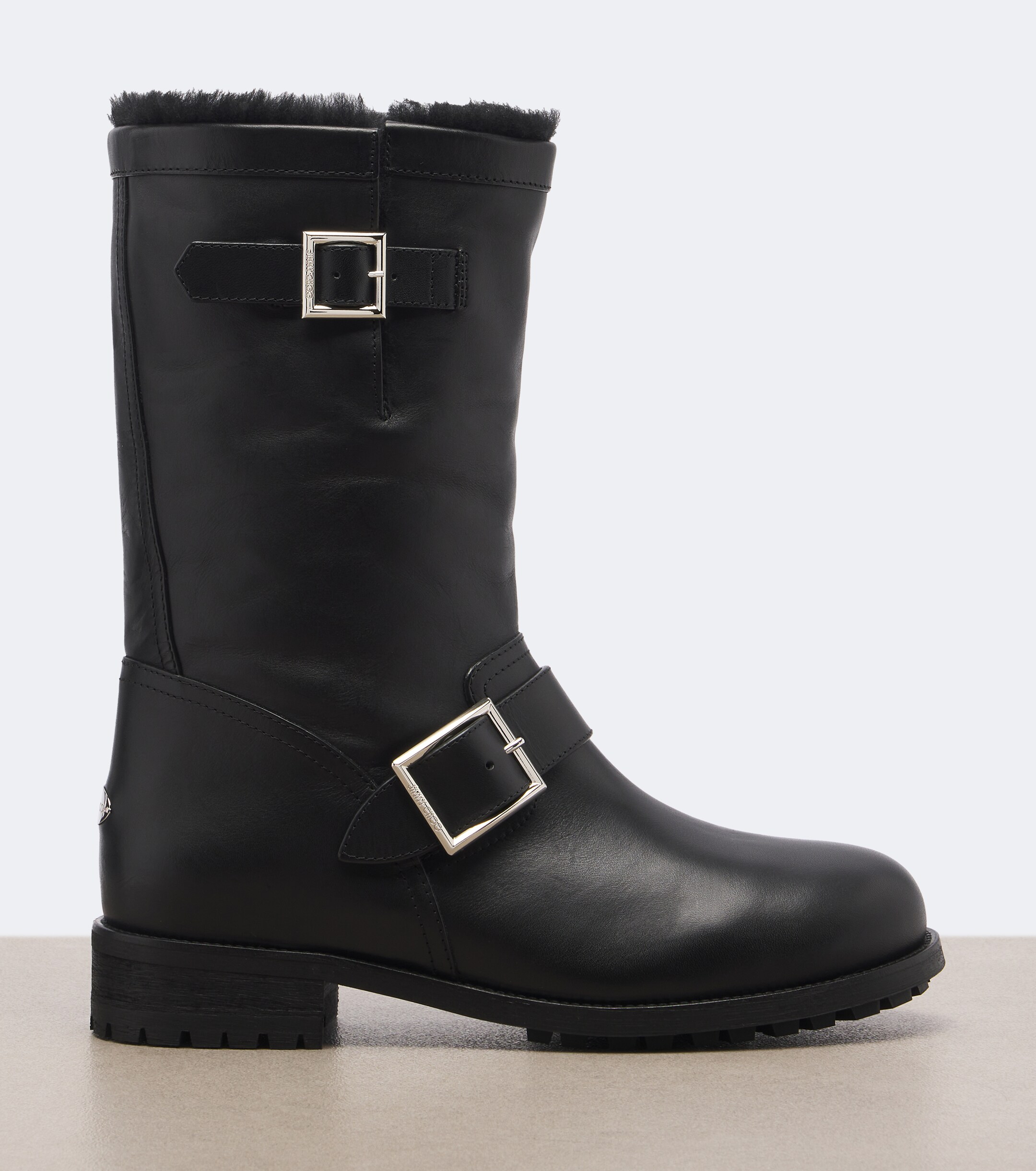 JIMMY CHOO Jimmy Choo Biker shearling-lined leather mid-calf boots