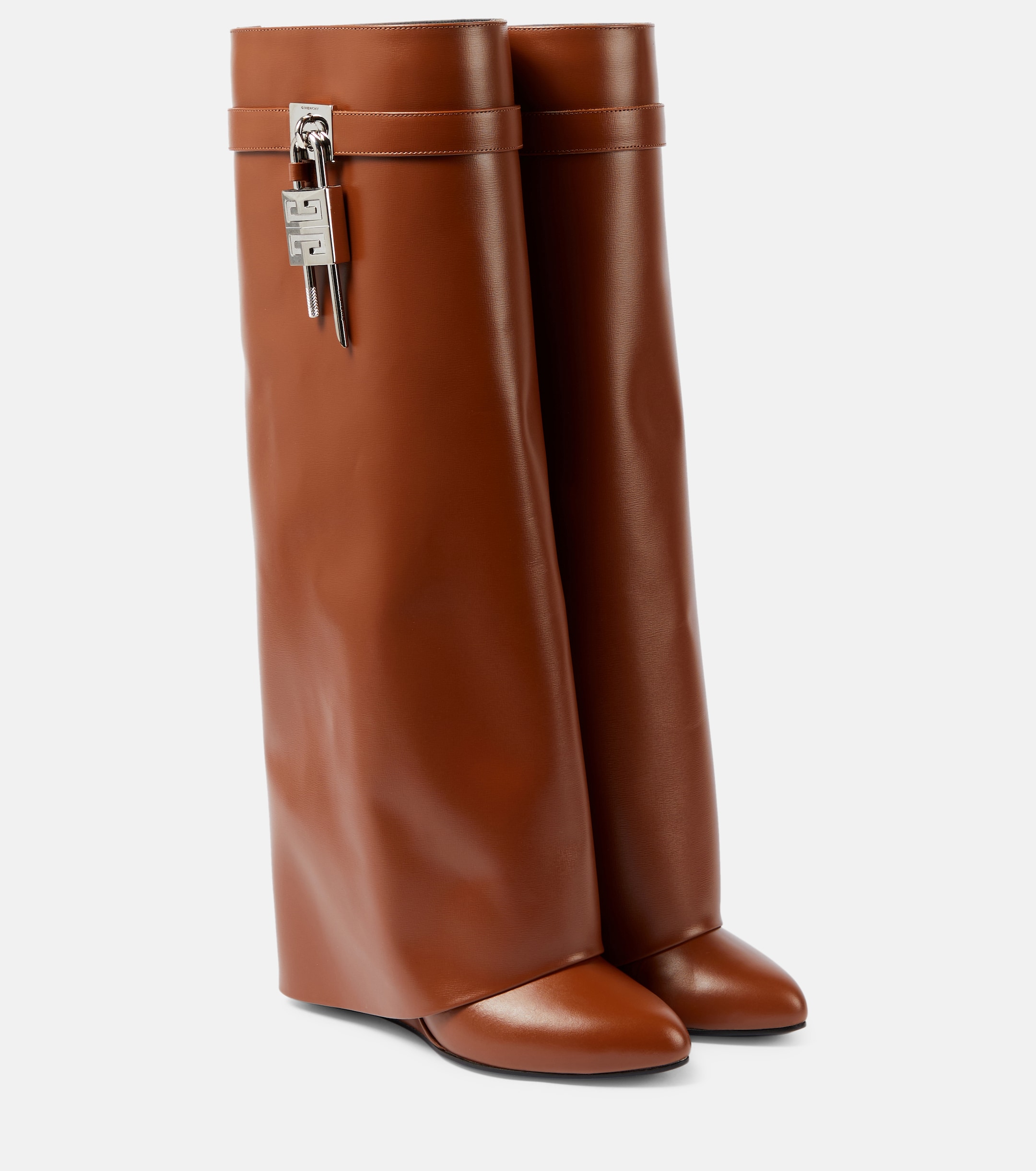Givenchy Shark Lock leather knee-high boots