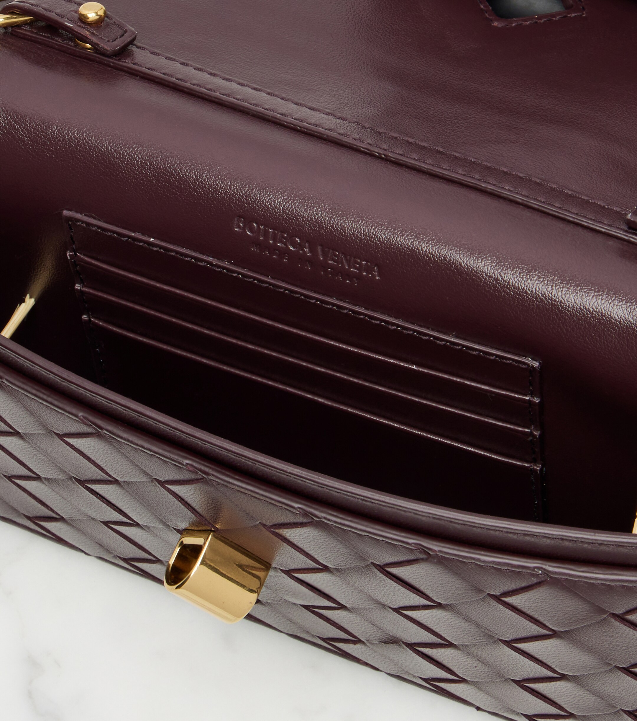 Bottega Veneta Andiamo Intrecciato leather wallet on chain