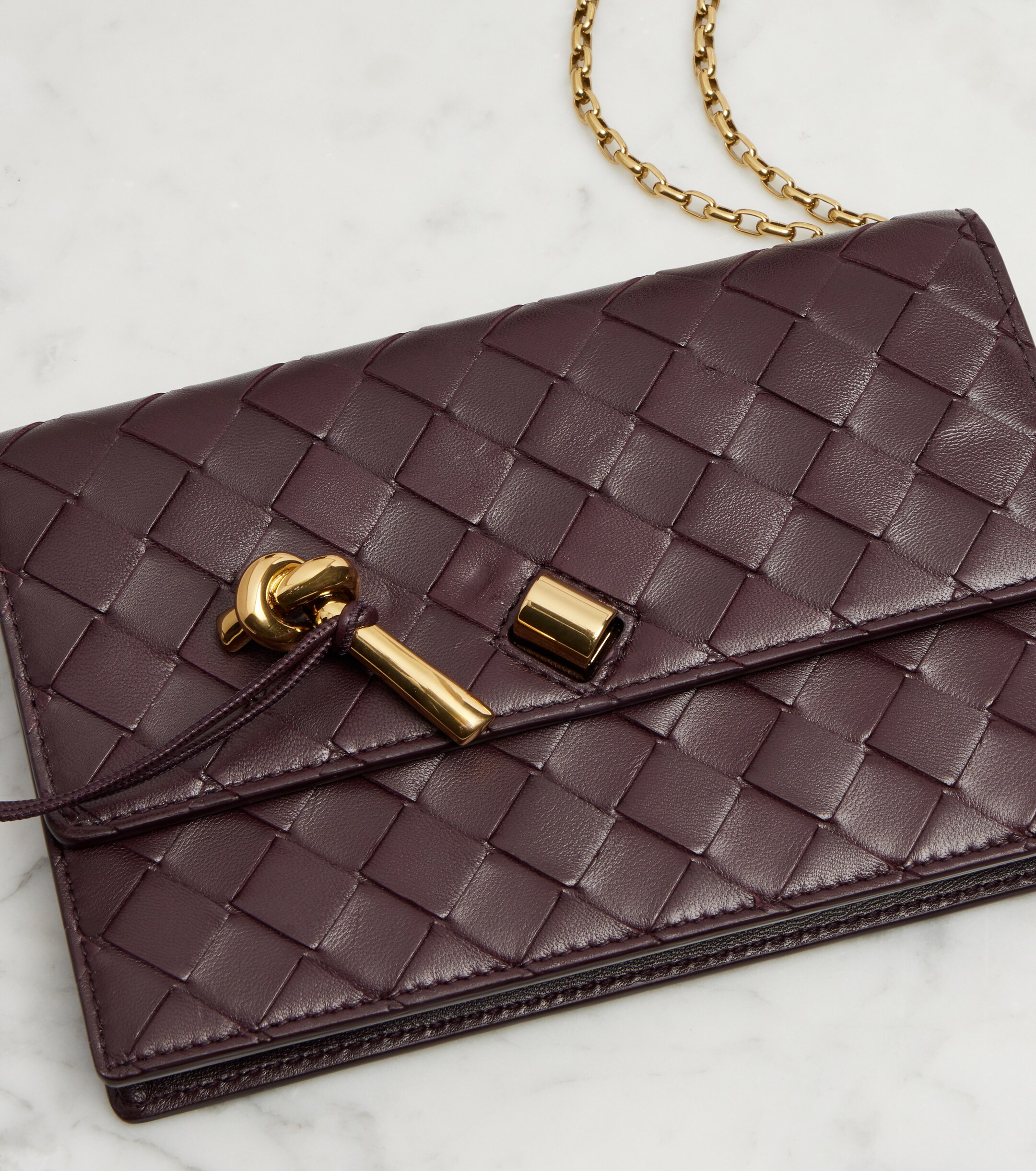 Bottega Veneta Andiamo Intrecciato leather wallet on chain