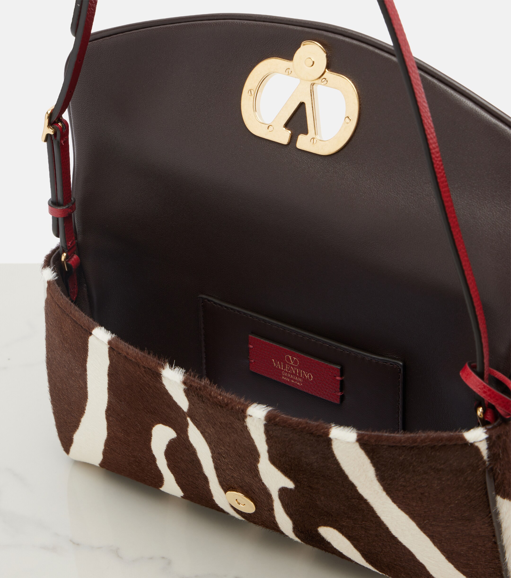 Valentino Garavani DeVain zebra-print calf hair shoulder bag thumbnail