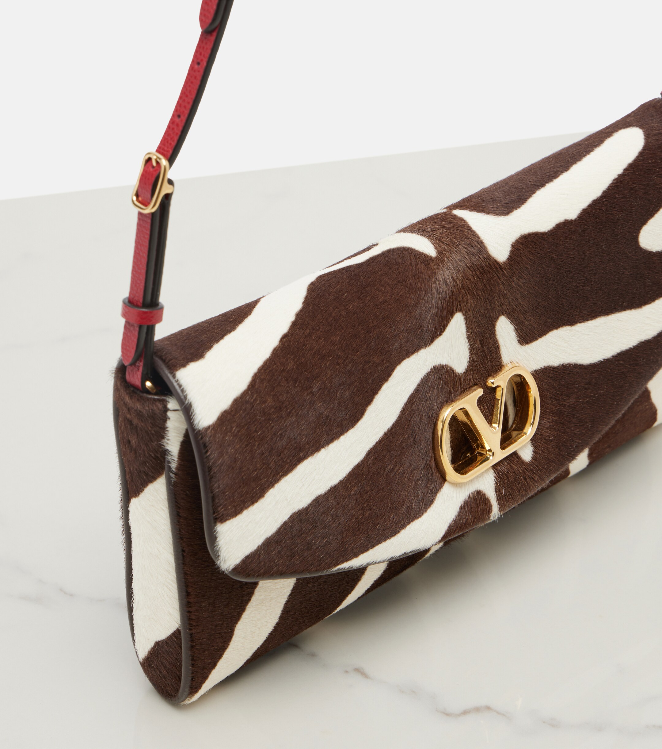 Valentino Garavani DeVain zebra-print calf hair shoulder bag thumbnail