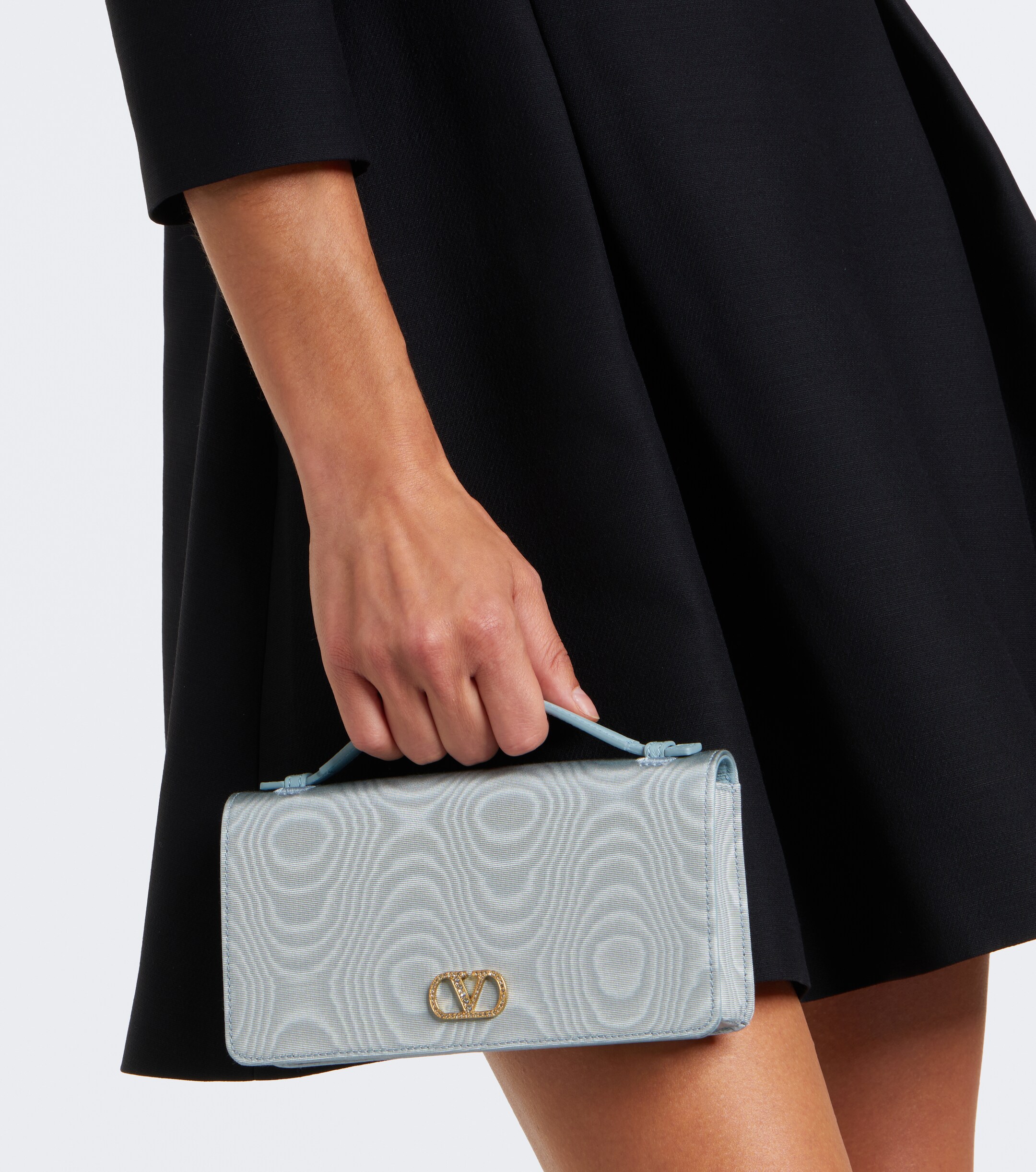 Valentino Garavani VLogo Signature Mini moiré wallet on chain thumbnail