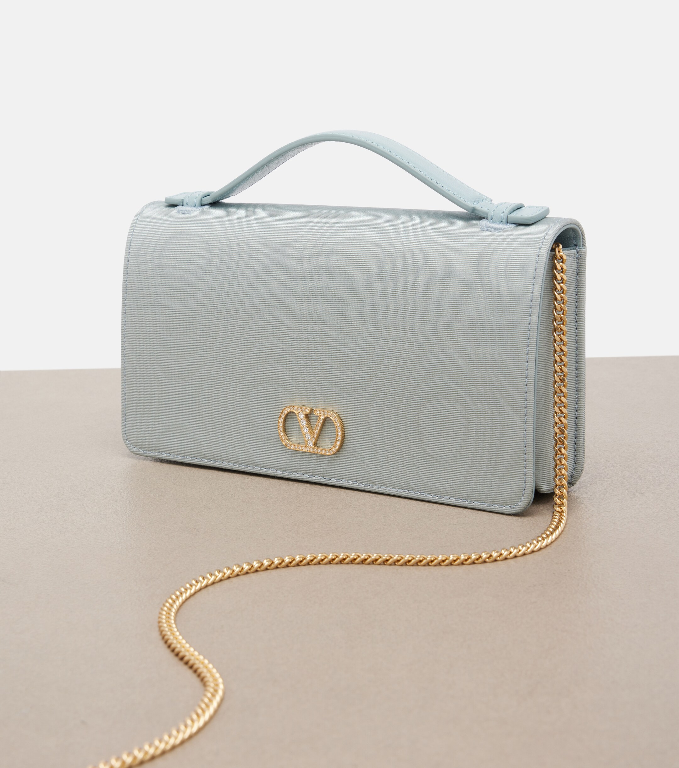 Valentino Garavani VLogo Signature Mini moiré wallet on chain thumbnail
