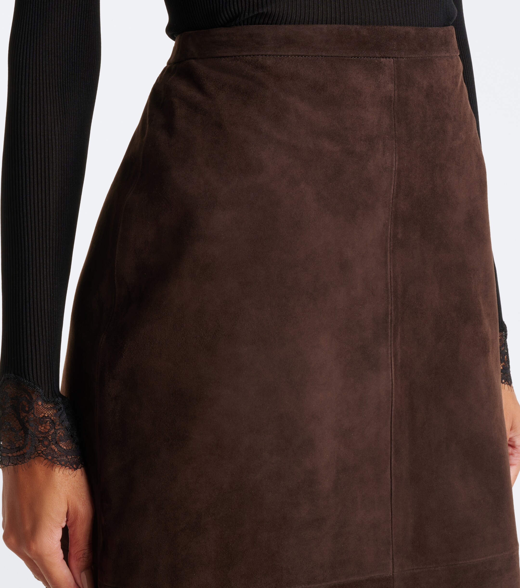 NOUR HAMMOUR Nour Hammour Alana suede pencil skirt