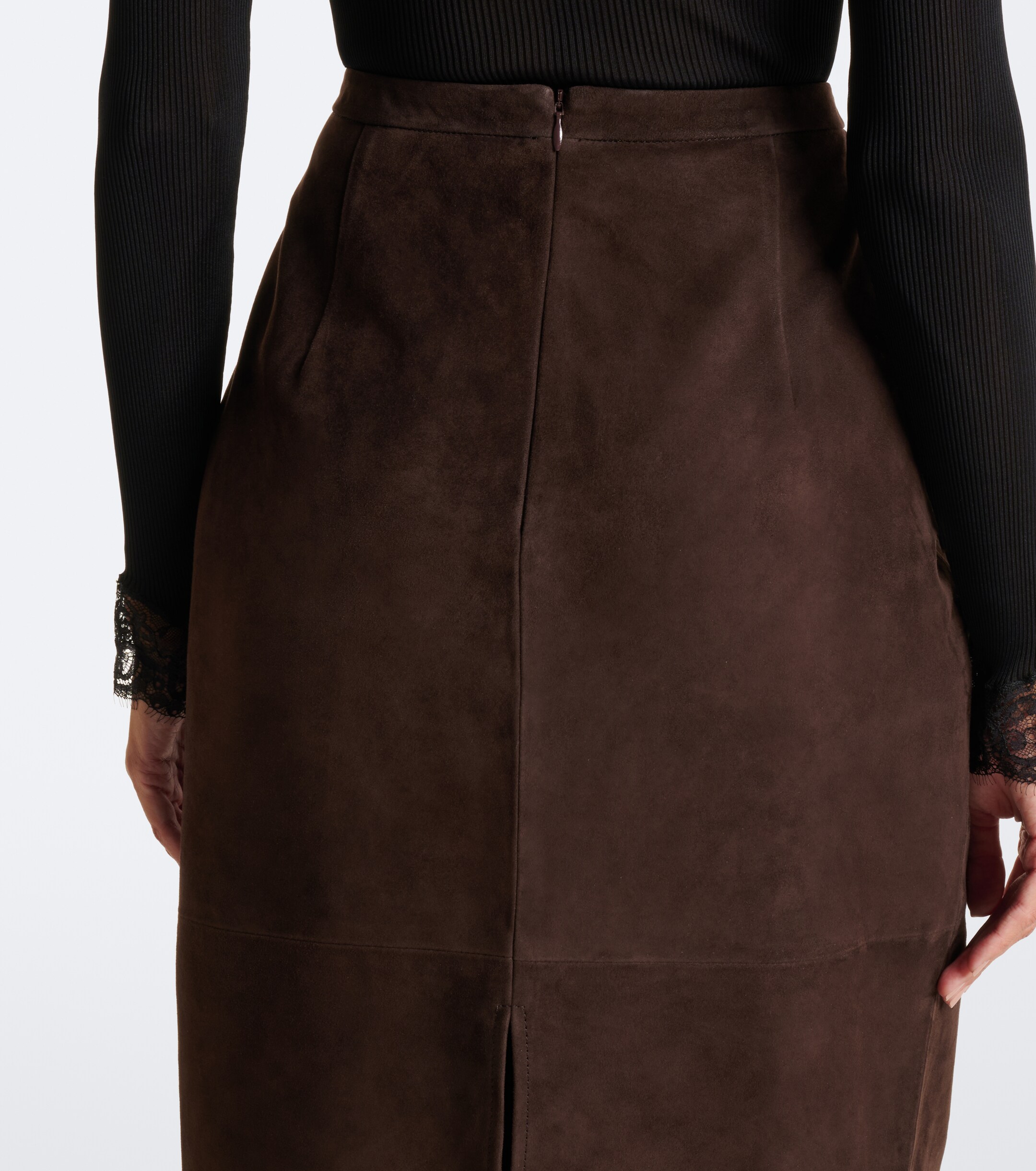 NOUR HAMMOUR Nour Hammour Alana suede pencil skirt