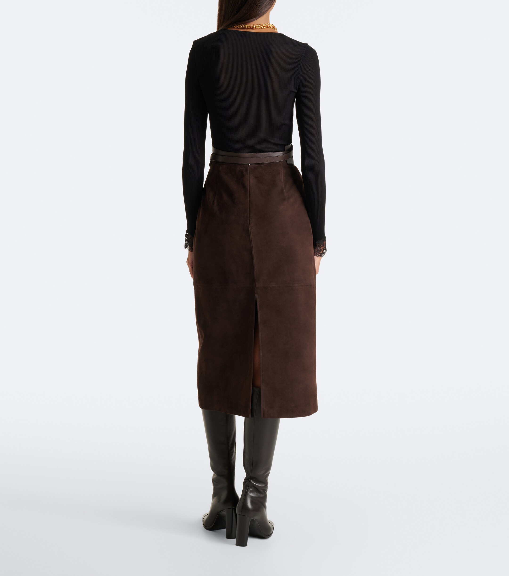 NOUR HAMMOUR Nour Hammour Alana suede pencil skirt