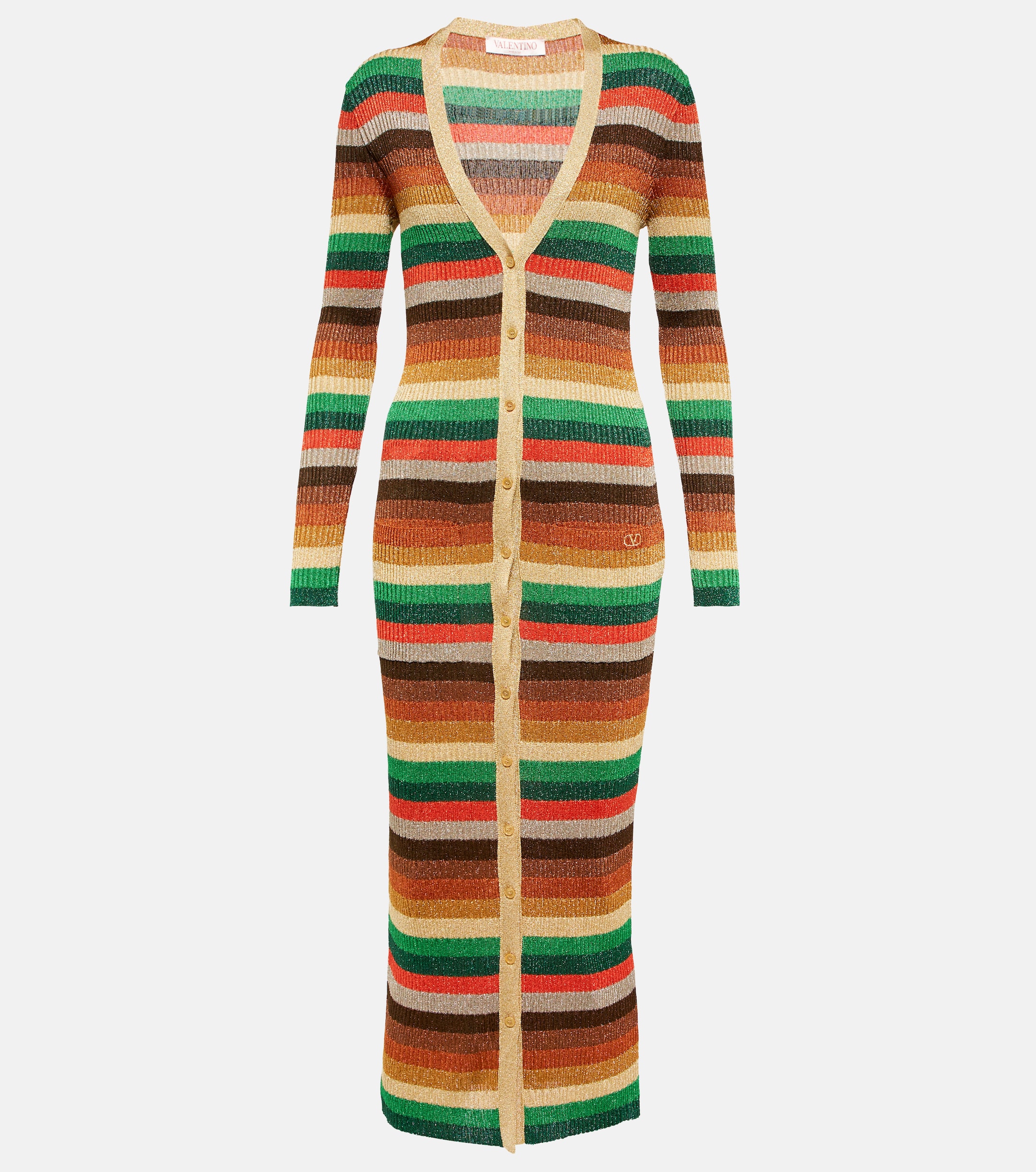 Valentino Lurex® striped V-neck midi dress