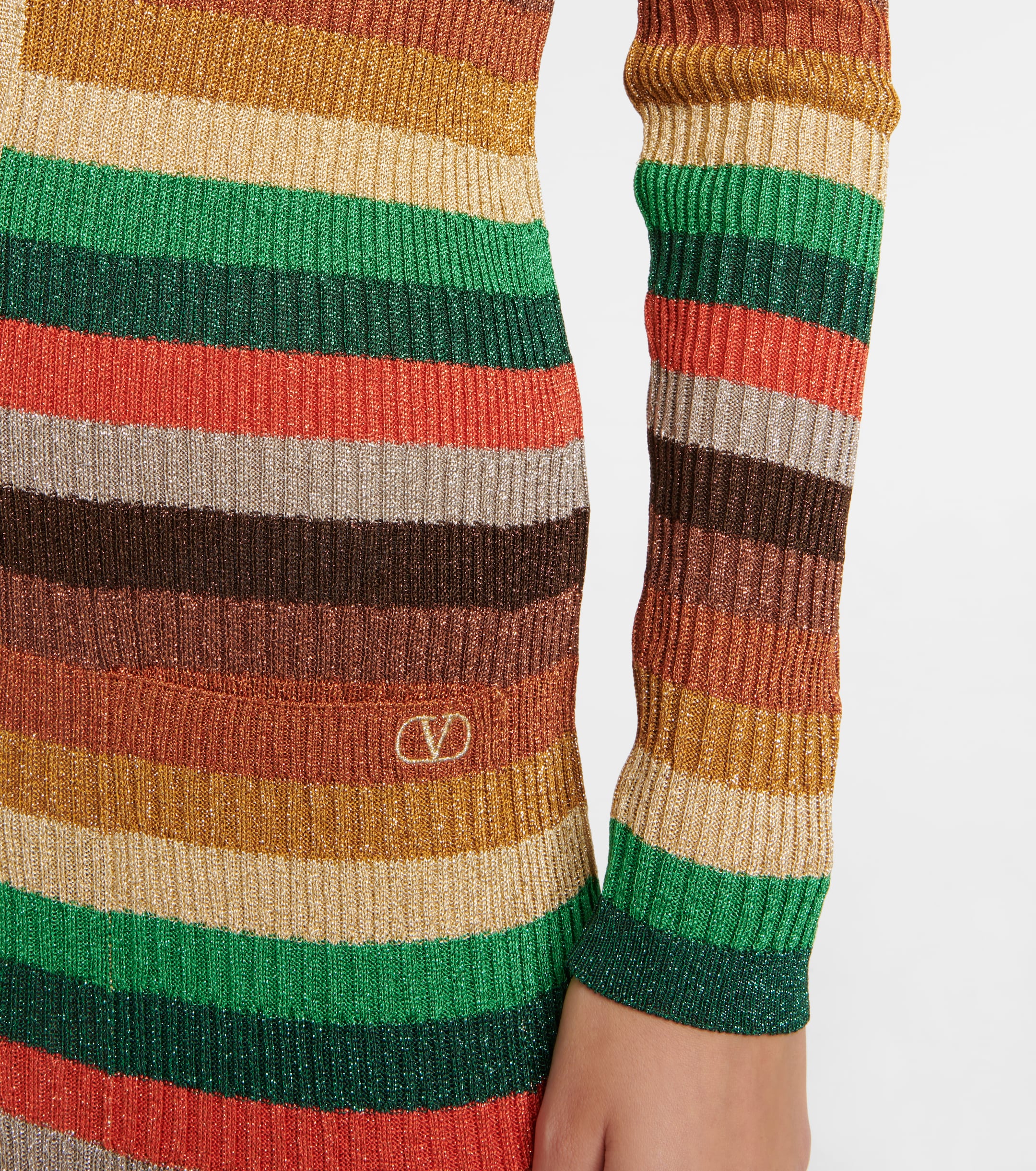 Valentino Lurex® striped V-neck midi dress