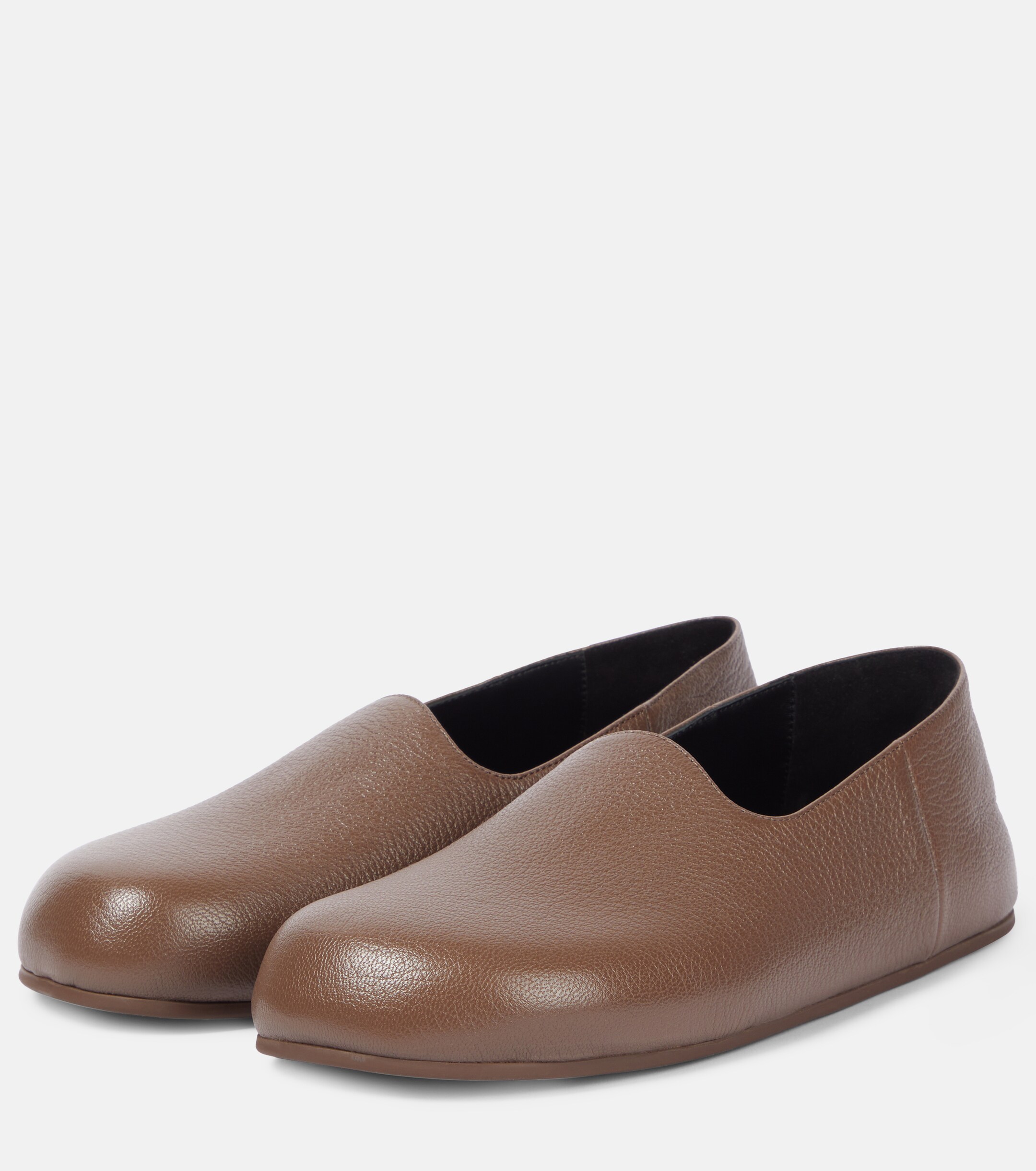 The Row Hugh leather slip-on shoes