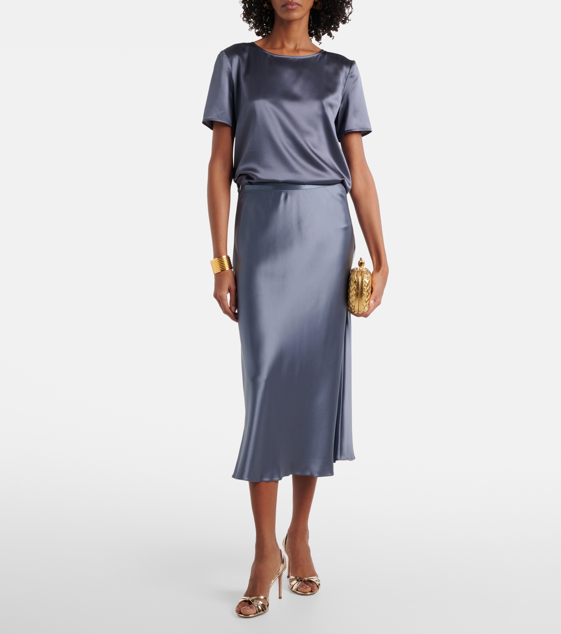 Max Mara Carnet silk satin midi skirt