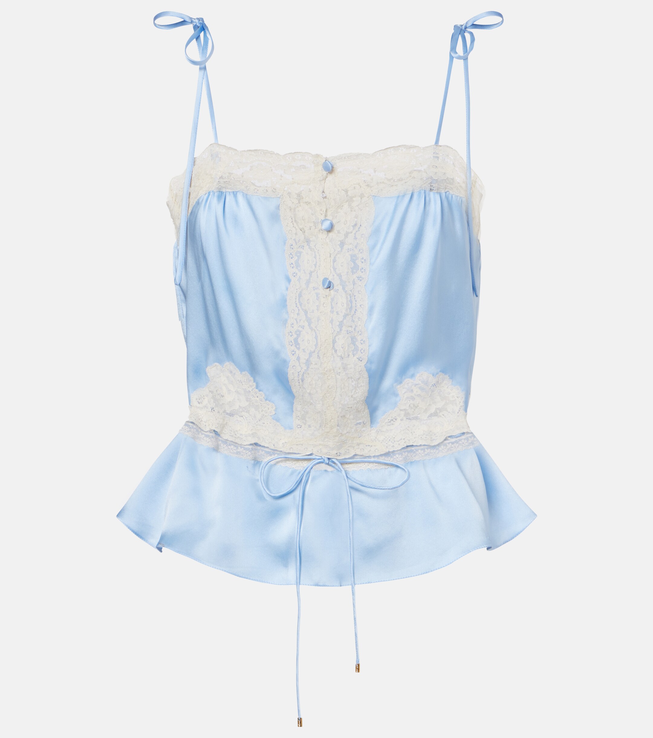 Chloé Chloé Lace-trimmed silk satin camisole