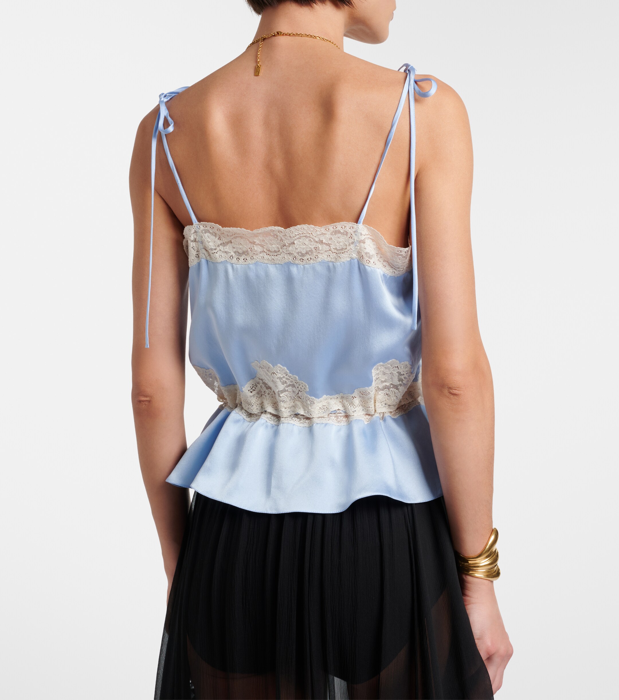Chloé Chloé Lace-trimmed silk satin camisole