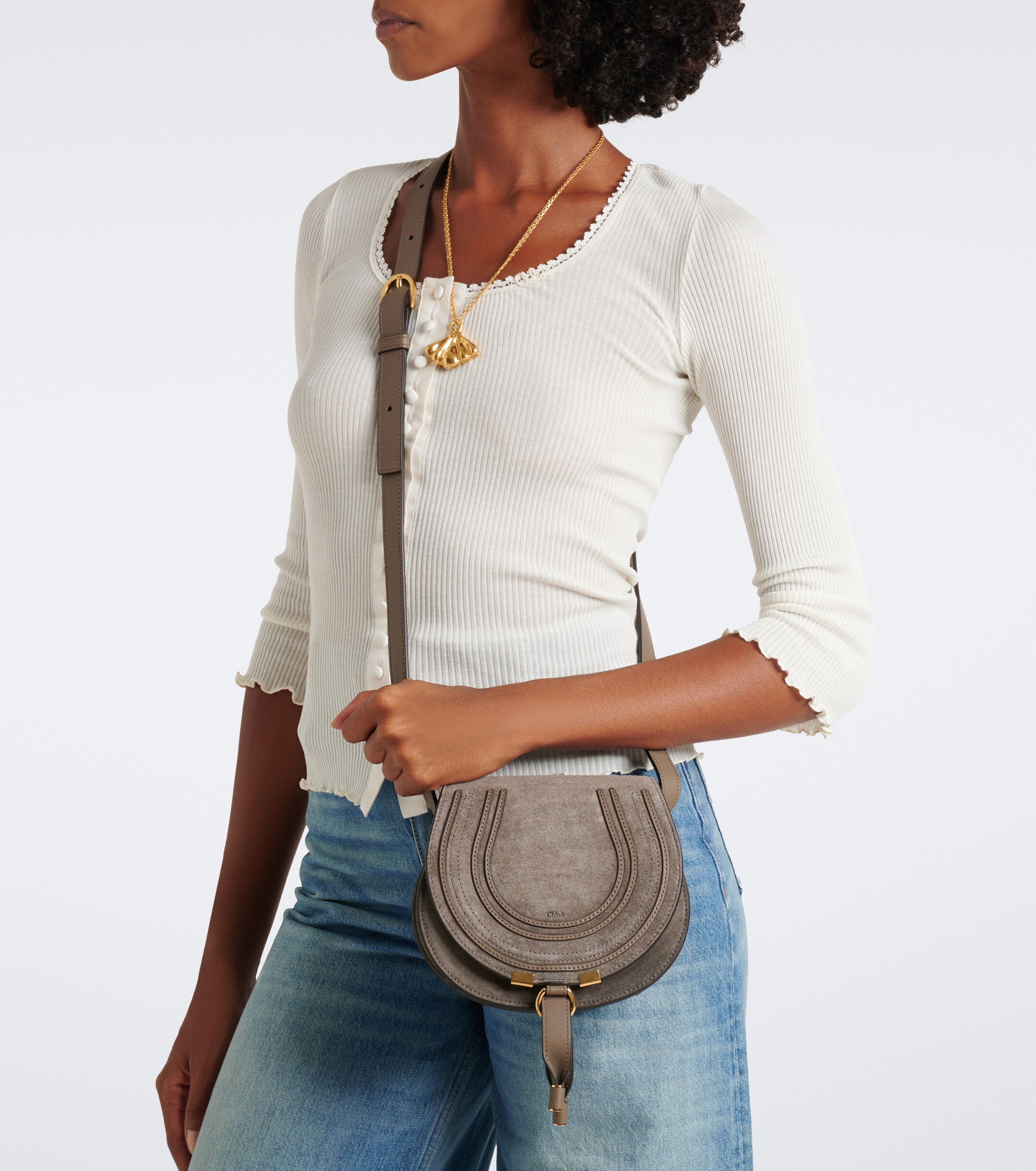 Chloé Marcie Small suede crossbody bag
