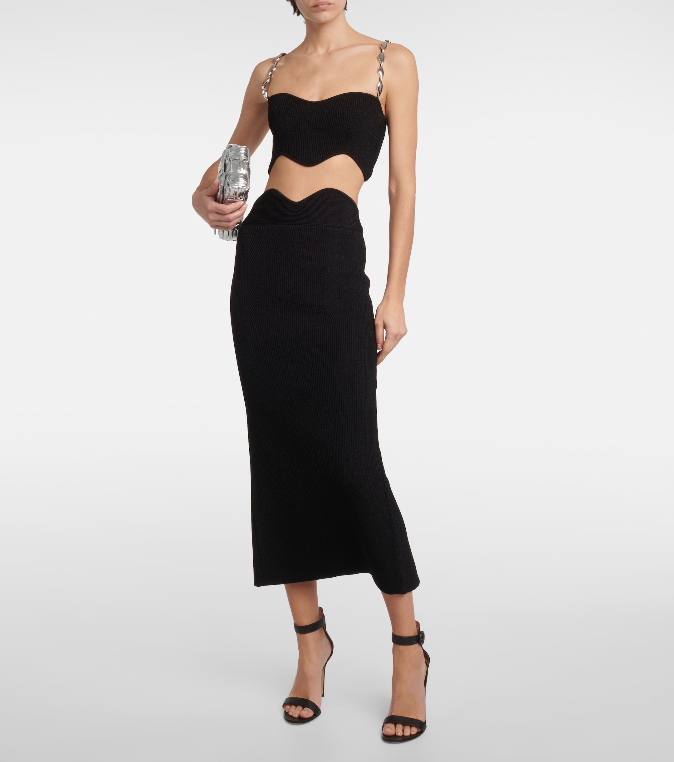 Galvan Marina Wave crop top and midi skirt set