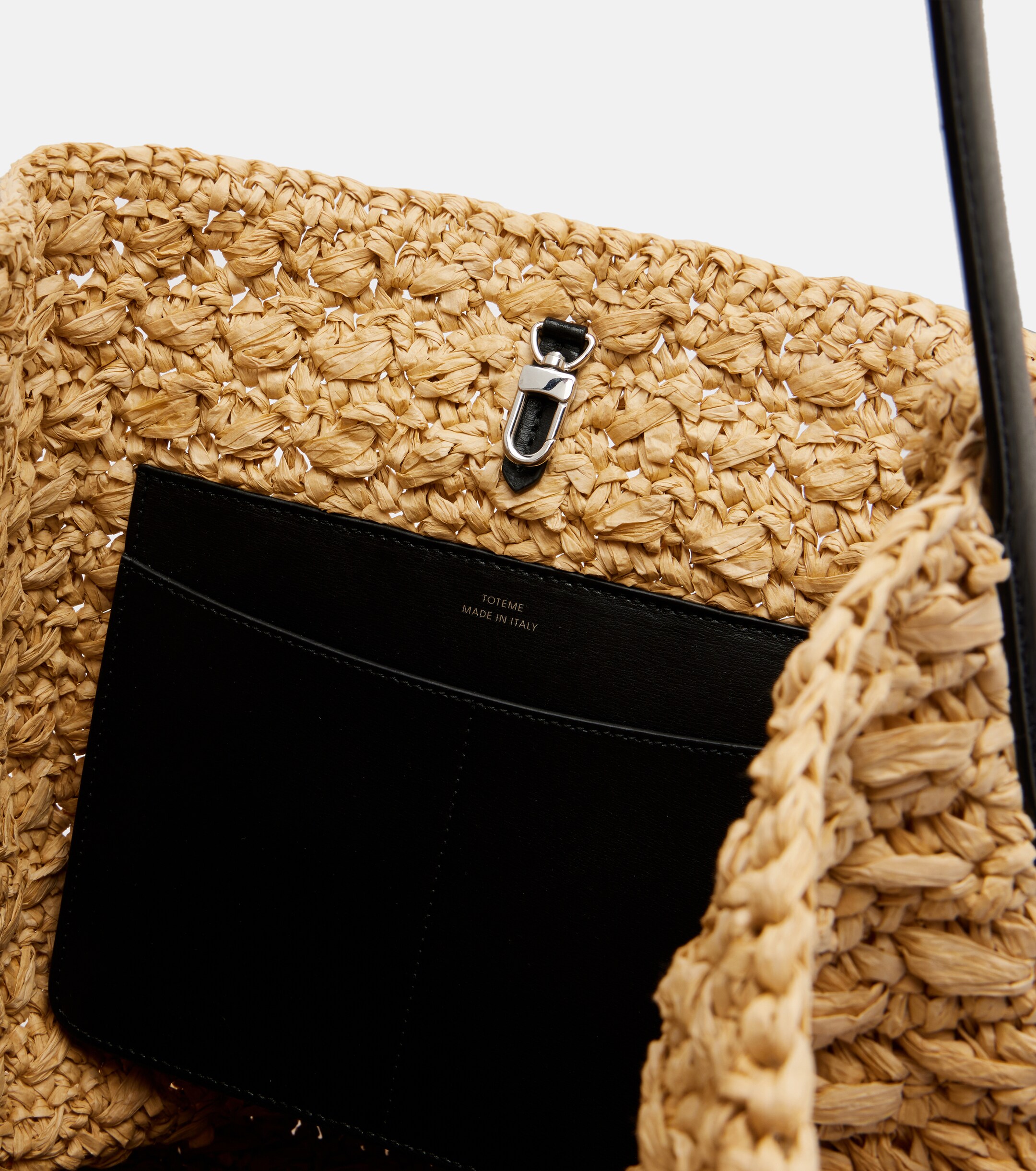 TOTEME Leather-trimmed raffia and paper bucket bag