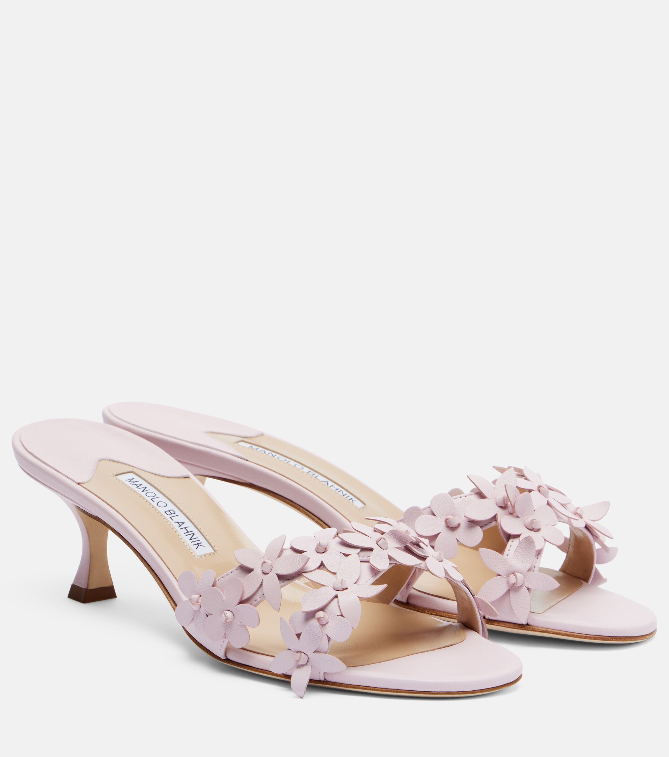 MANOLO BLAHNIK Manolo Blahnik Anista floral-appliqué leather mules