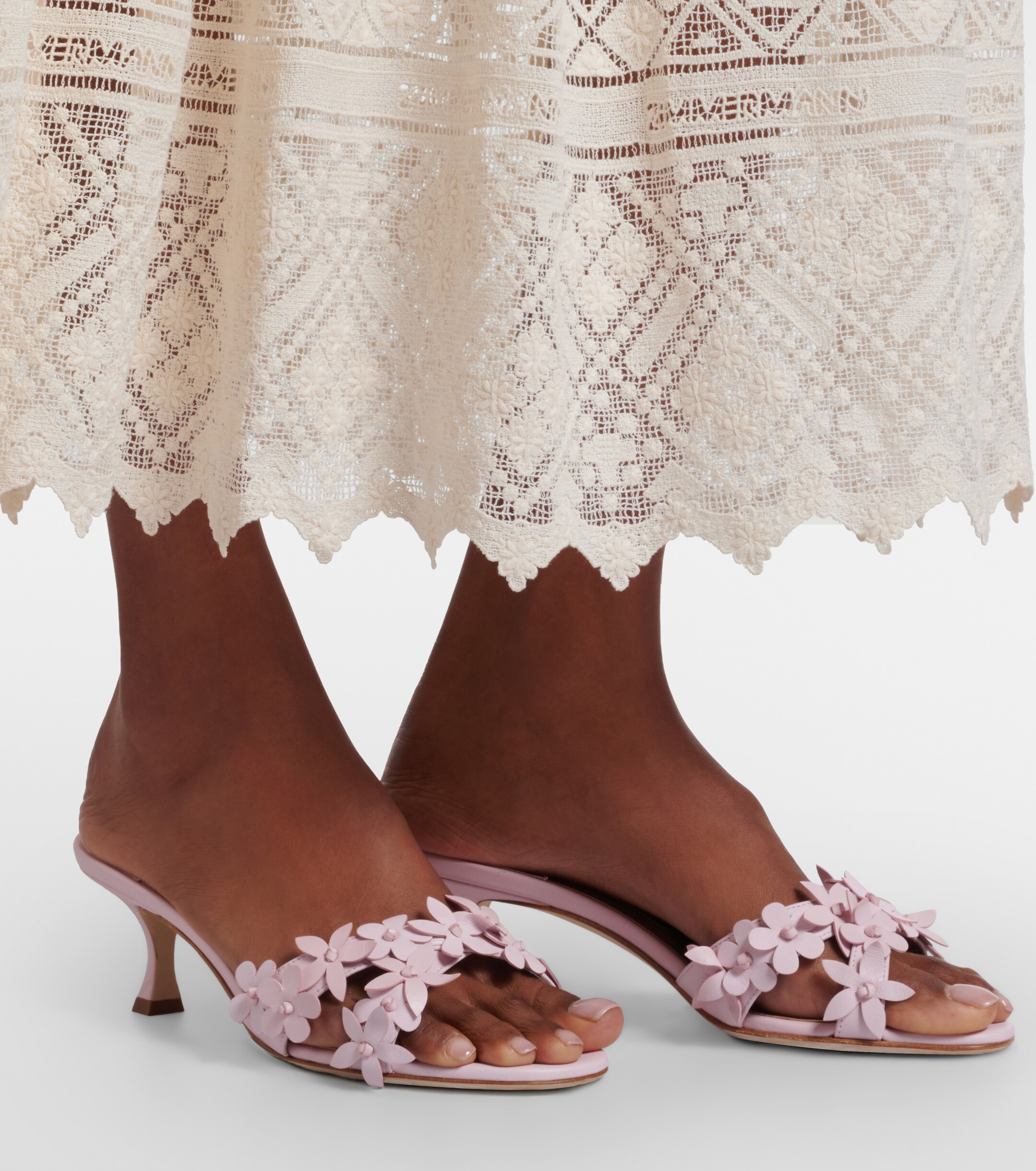 MANOLO BLAHNIK Manolo Blahnik Anista floral-appliqué leather mules