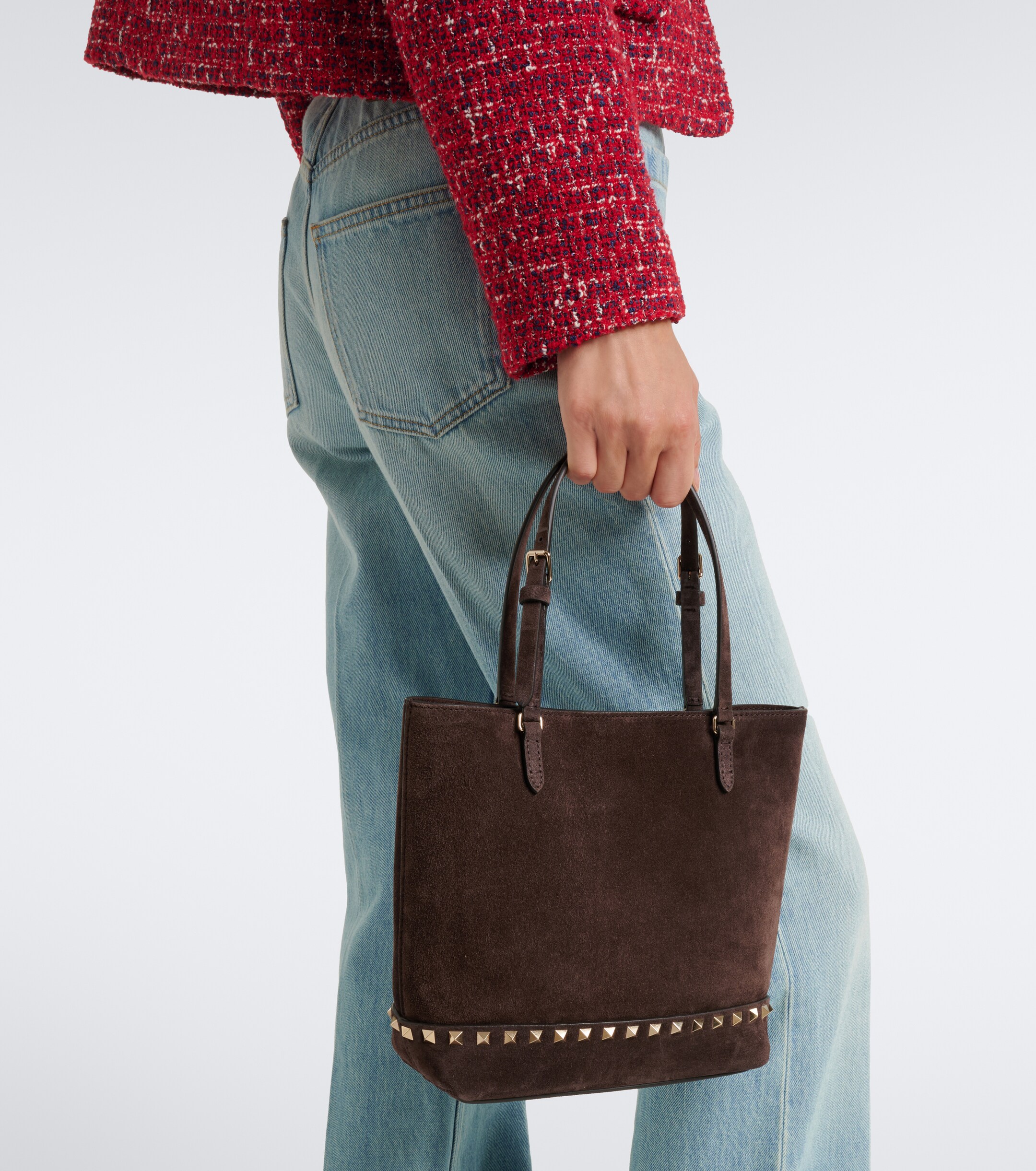 Valentino Garavani Rockstud Small suede top-handle bag thumbnail