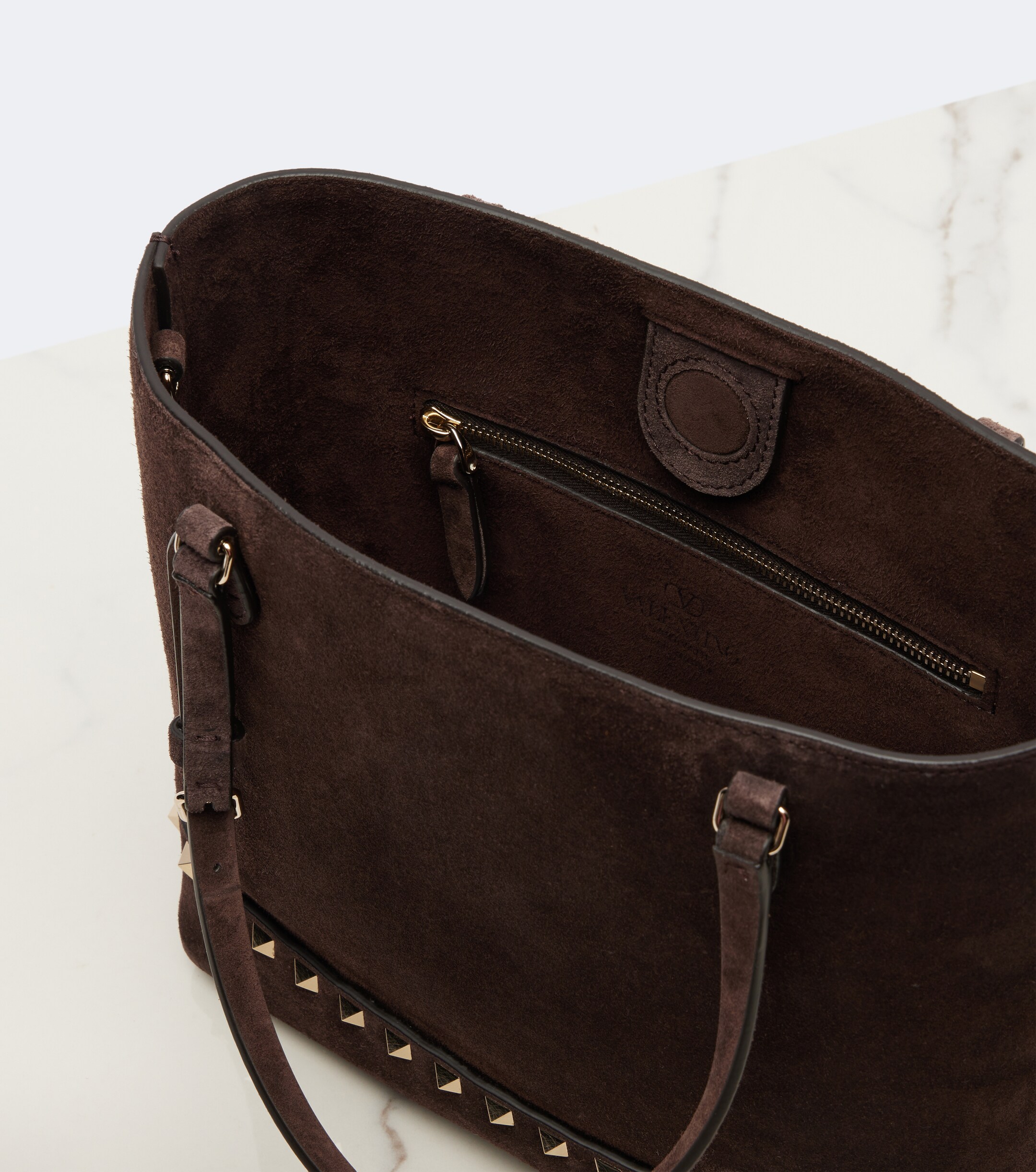 Valentino Garavani Rockstud Small suede top-handle bag thumbnail