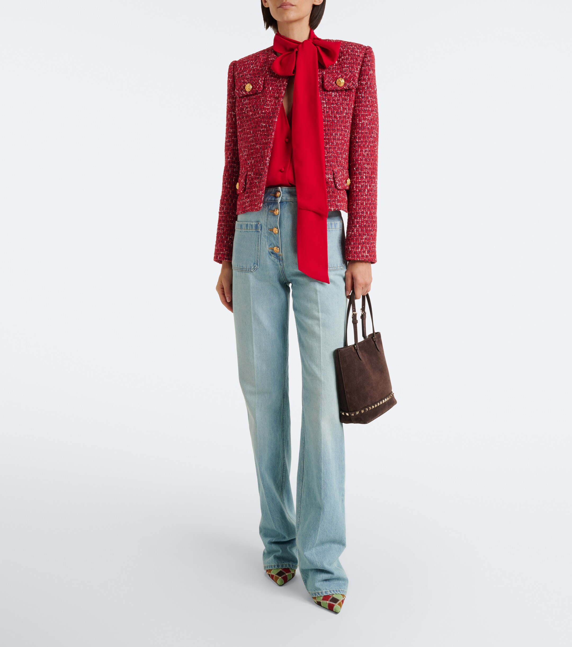 Valentino Garavani Rockstud Small suede top-handle bag thumbnail