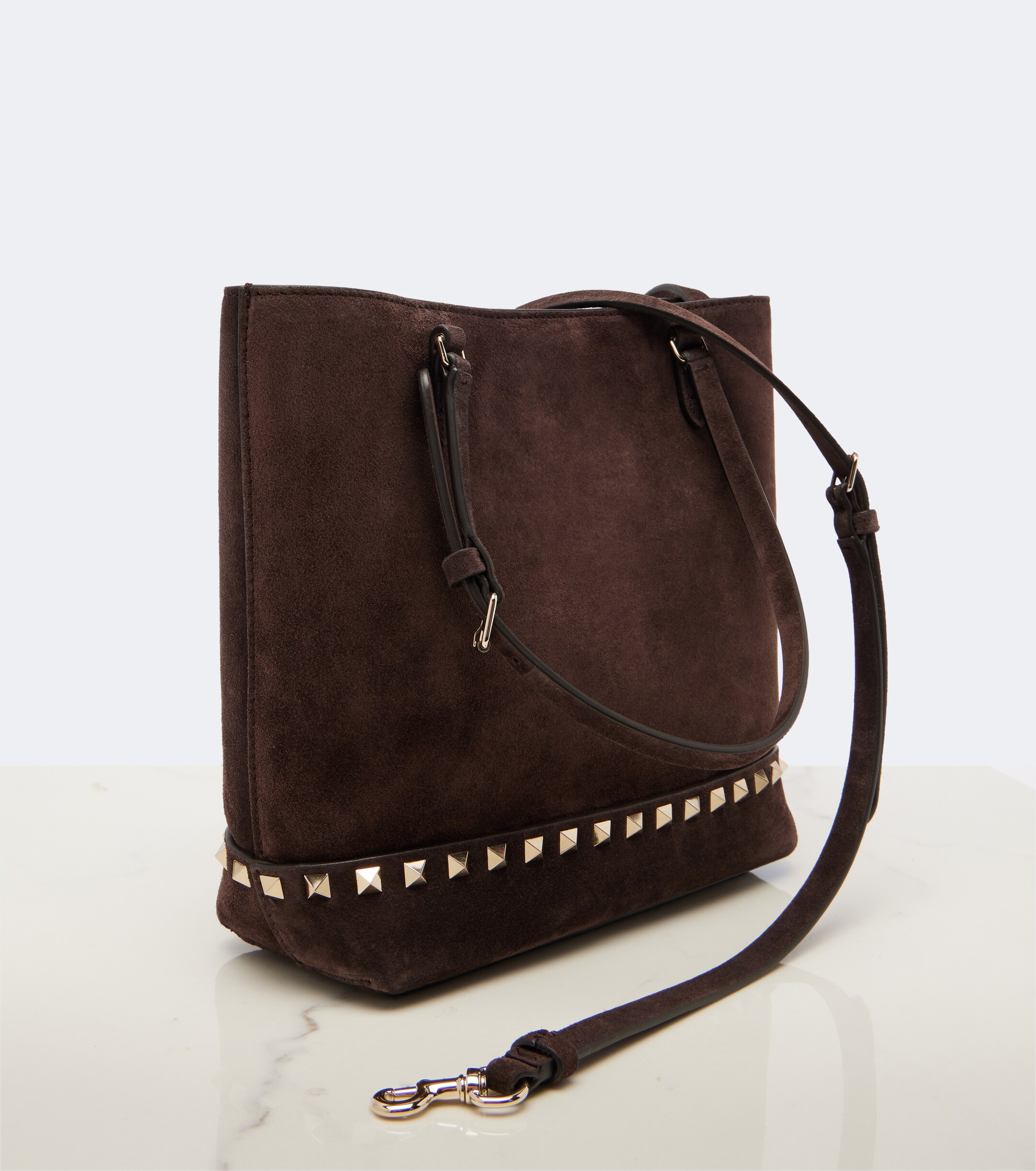 Valentino Garavani Rockstud Small suede top-handle bag thumbnail