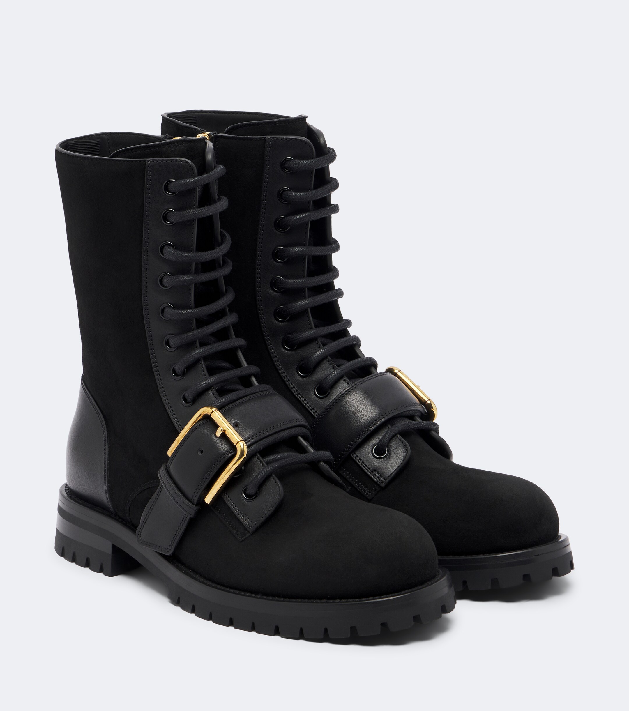 Dolce&Gabbana Dolce & Gabbana Suede leather-trimmed lace-up boots