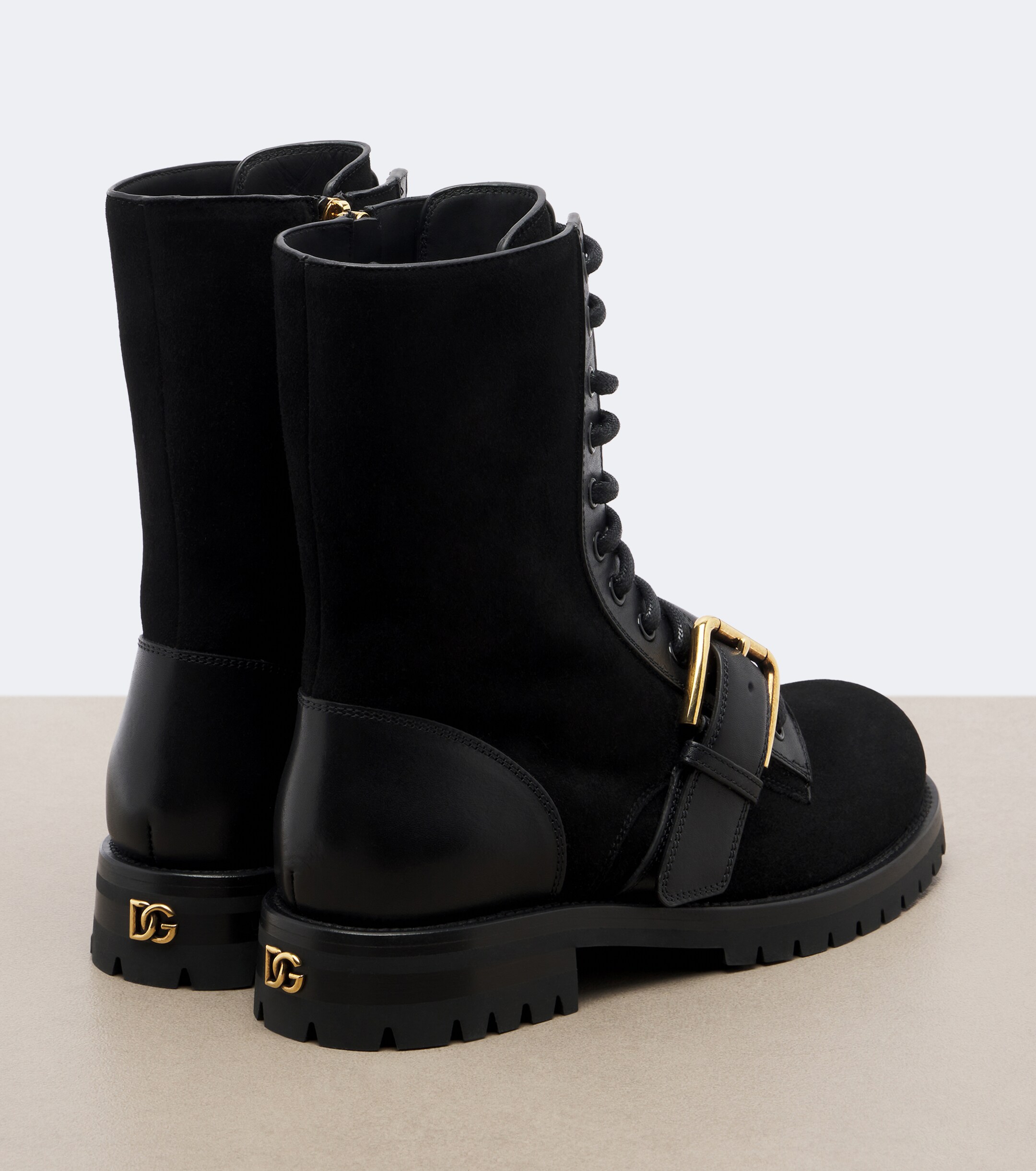 Dolce&Gabbana Dolce & Gabbana Suede leather-trimmed lace-up boots