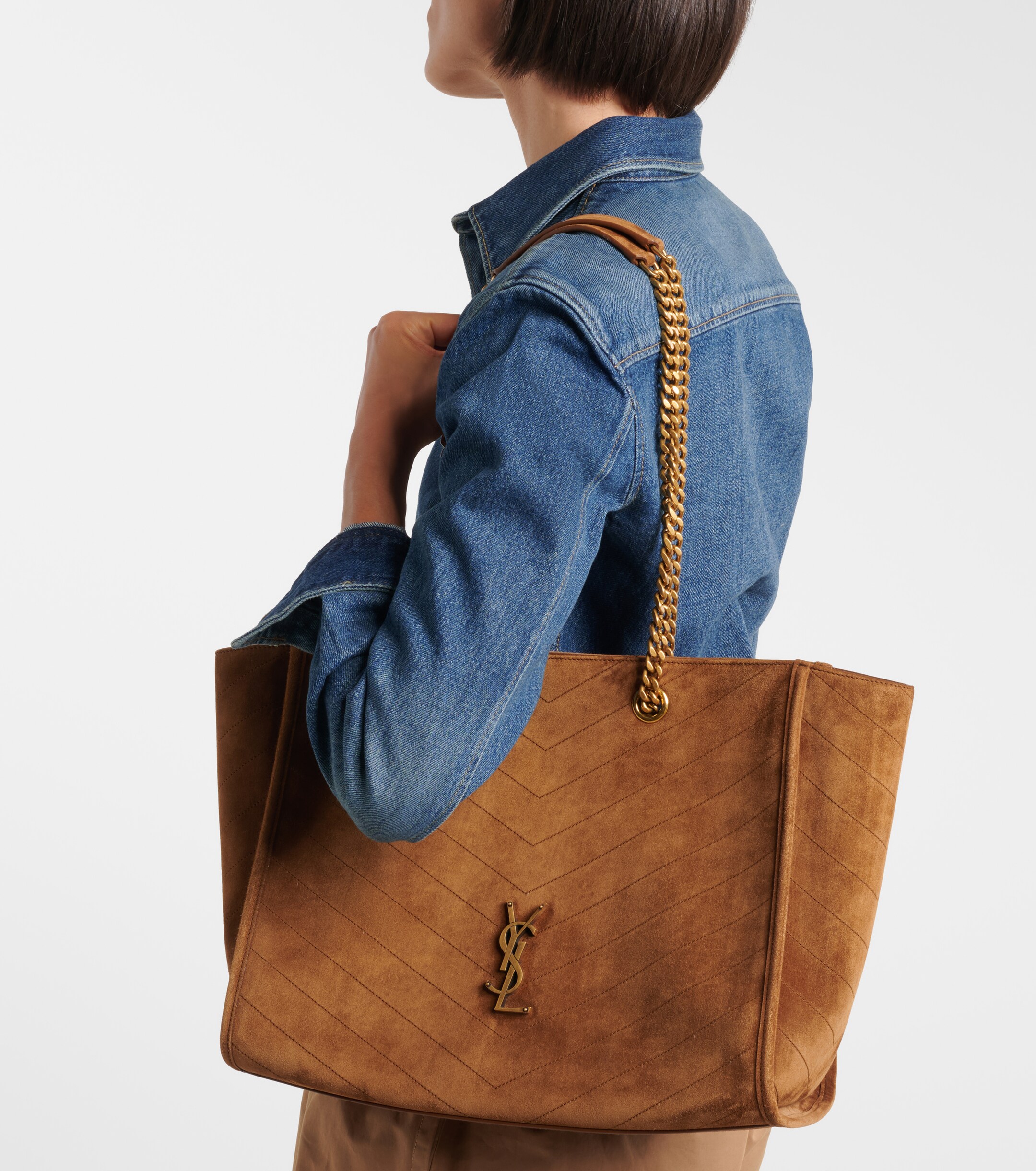 Saint Laurent Niki East/West suede shopper
