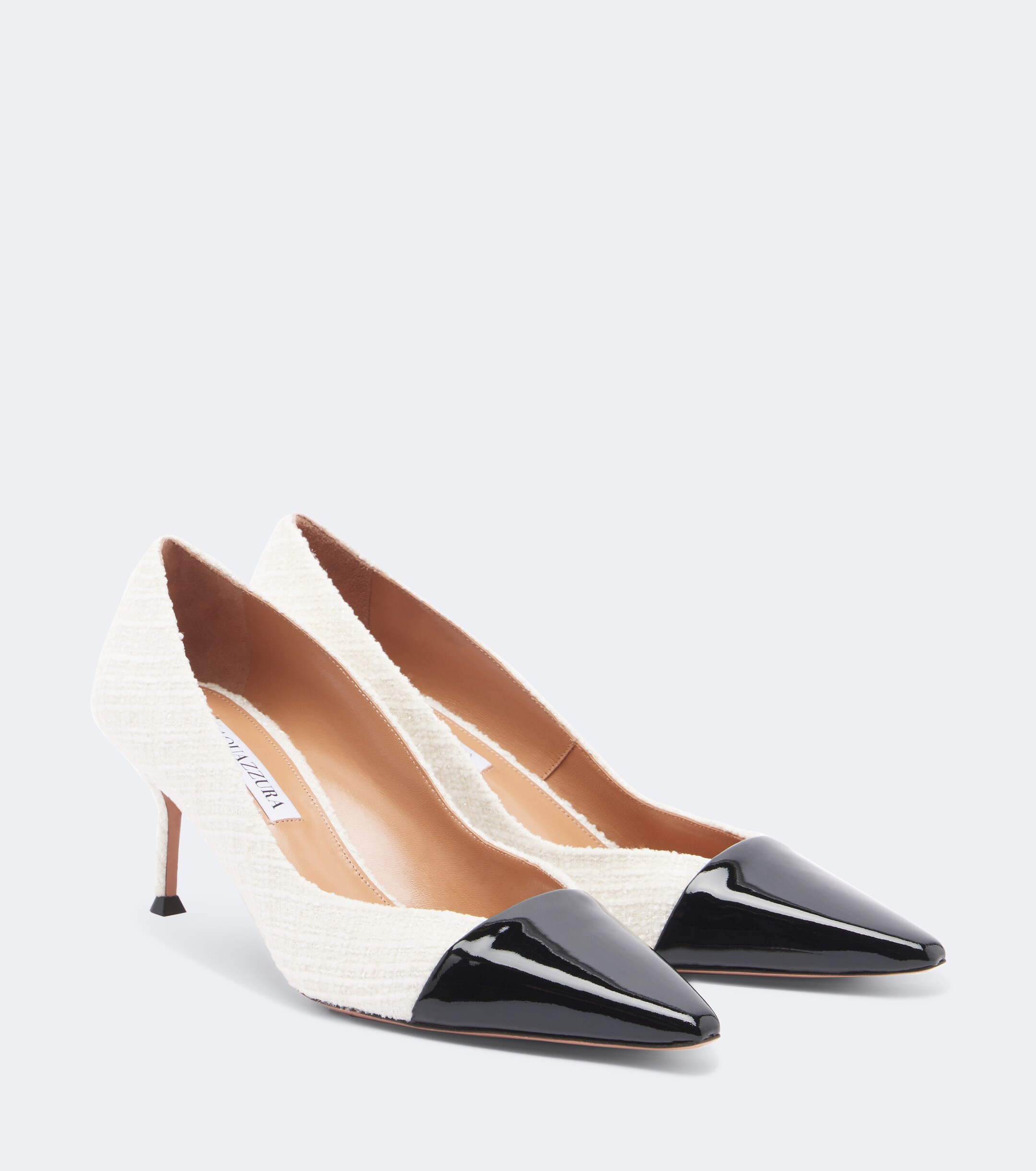 AQUAZZURA Aquazzura Orbit leather-trimmed tweed pumps