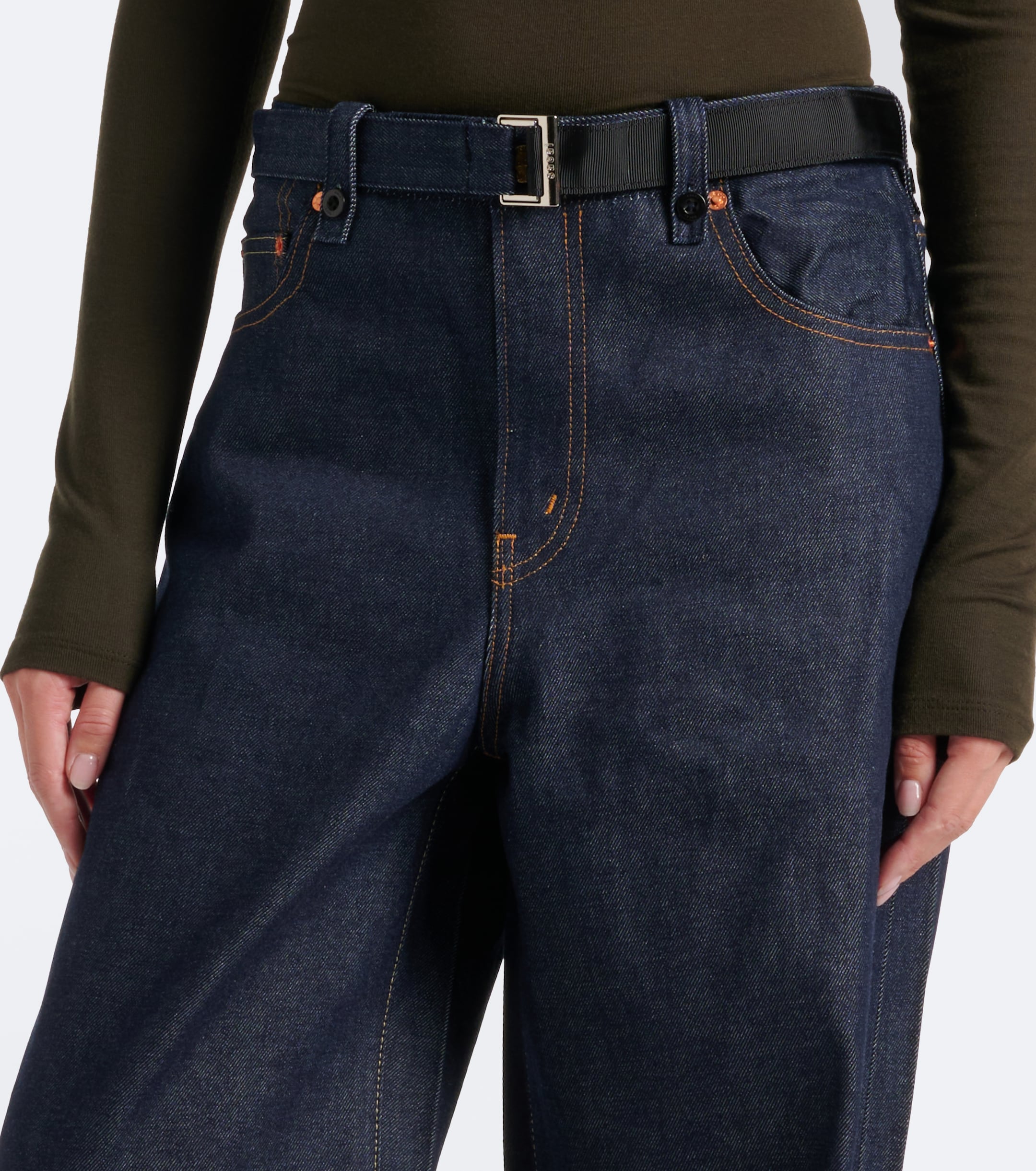 Sacai Sacai Belted wide-leg jeans