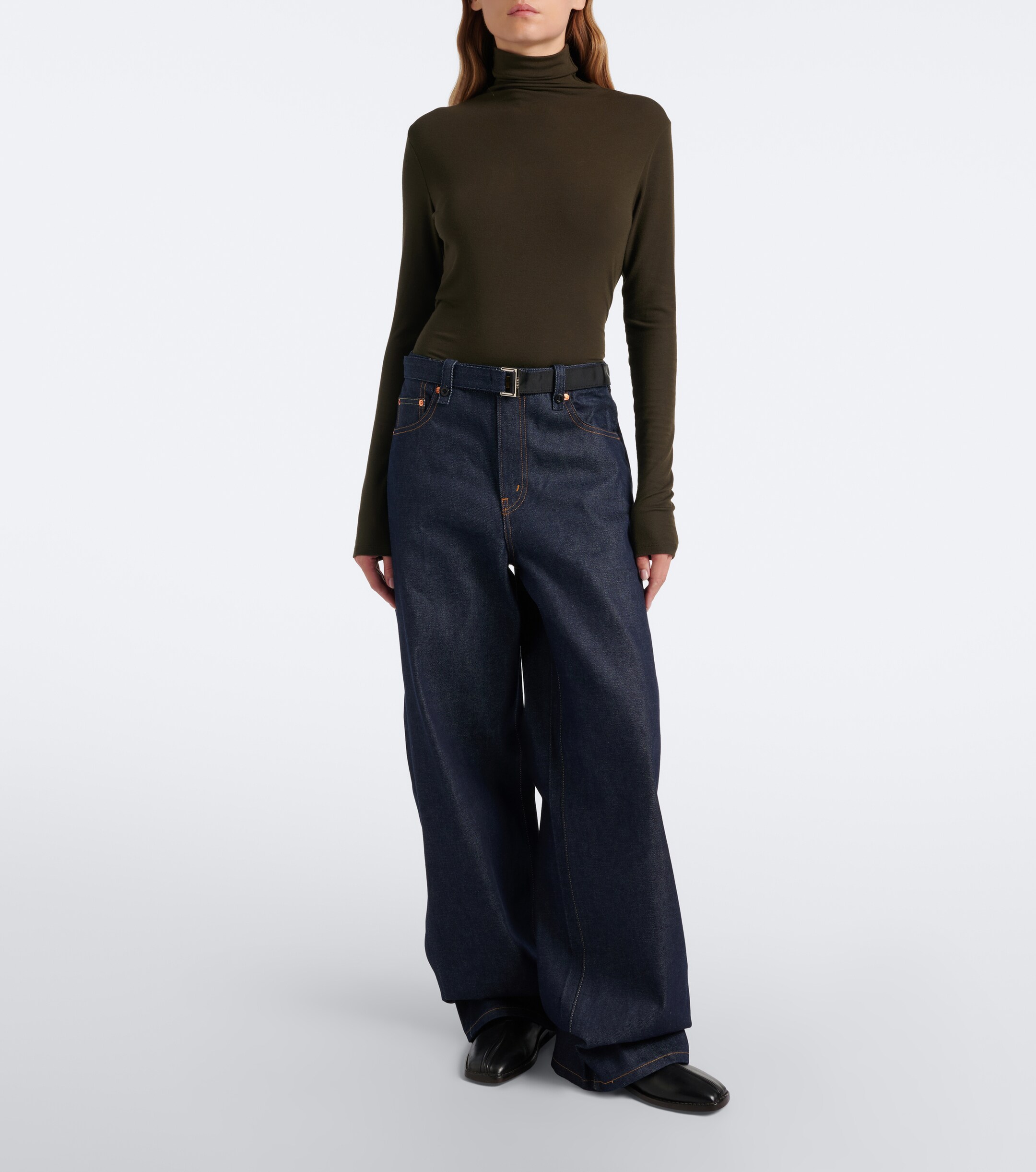 Sacai Sacai Belted wide-leg jeans