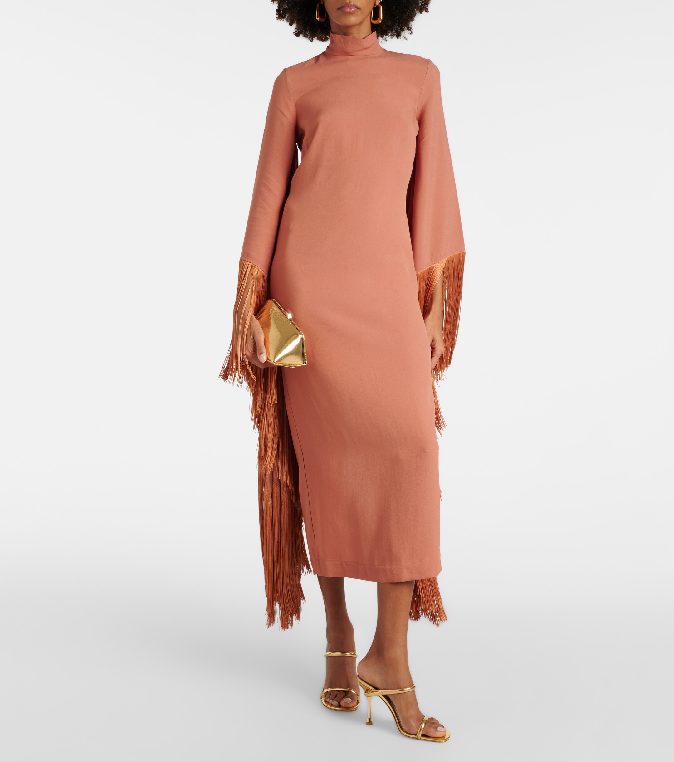 Taller Marmo Del Mar fringed crêpe midi dress