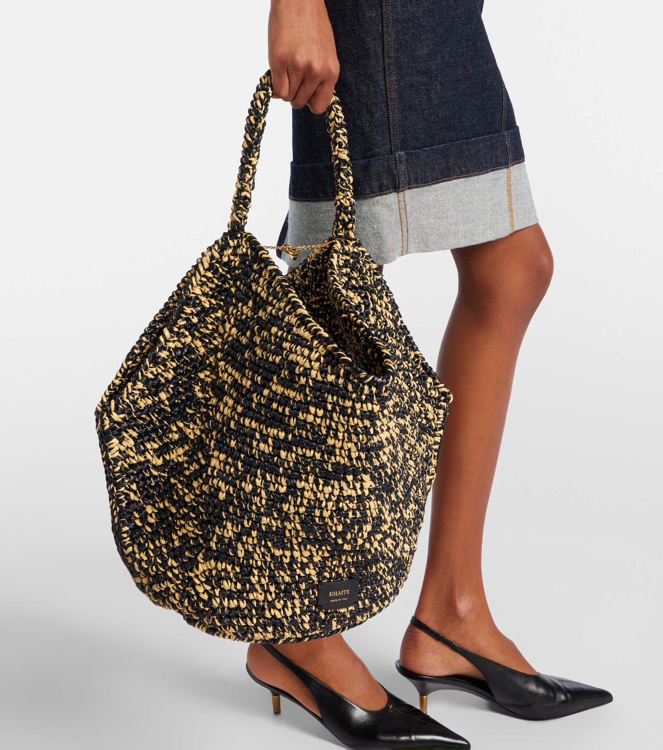 KHAITE Lotus Medium raffia tote bag