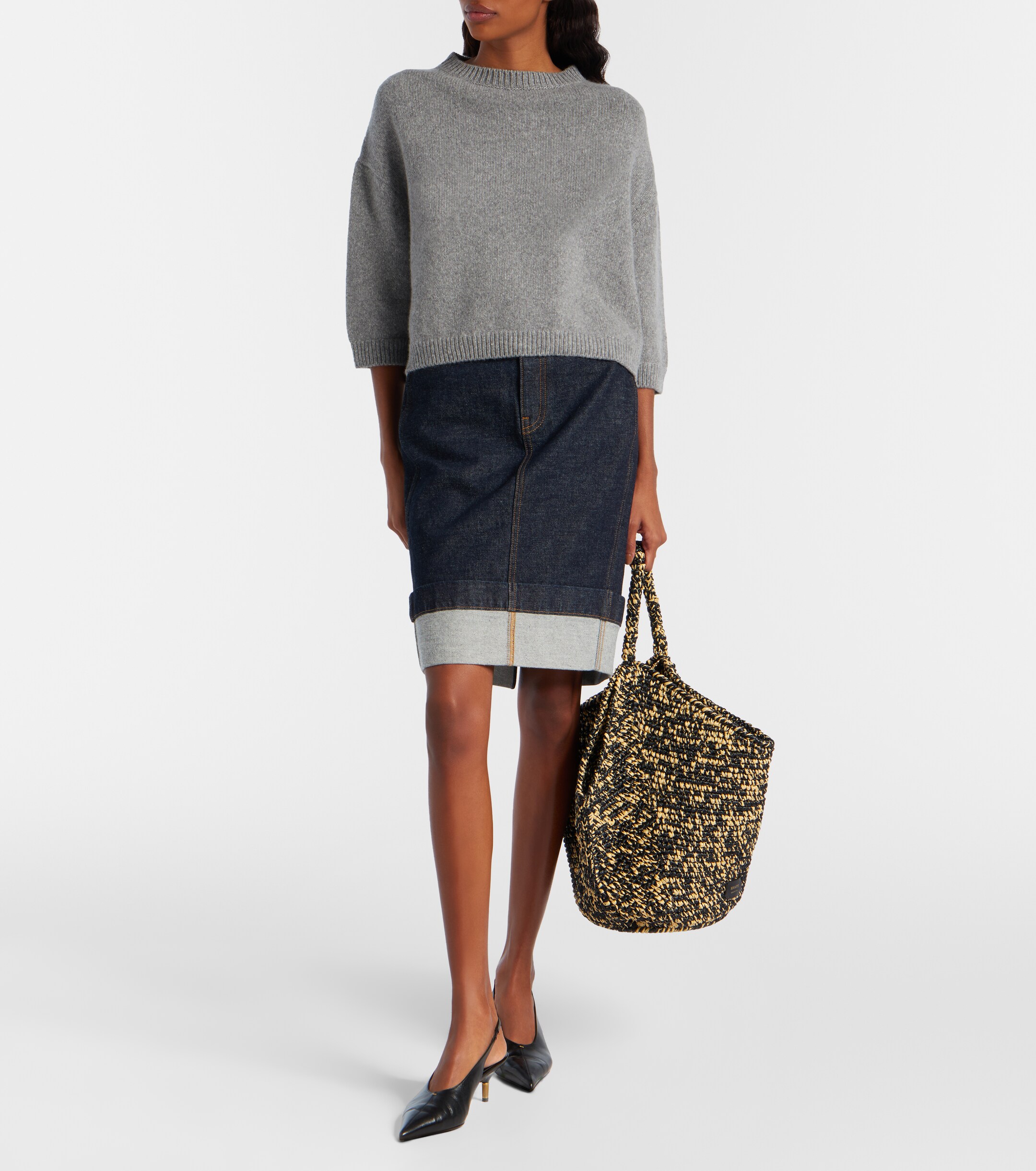 KHAITE Lotus Medium raffia tote bag