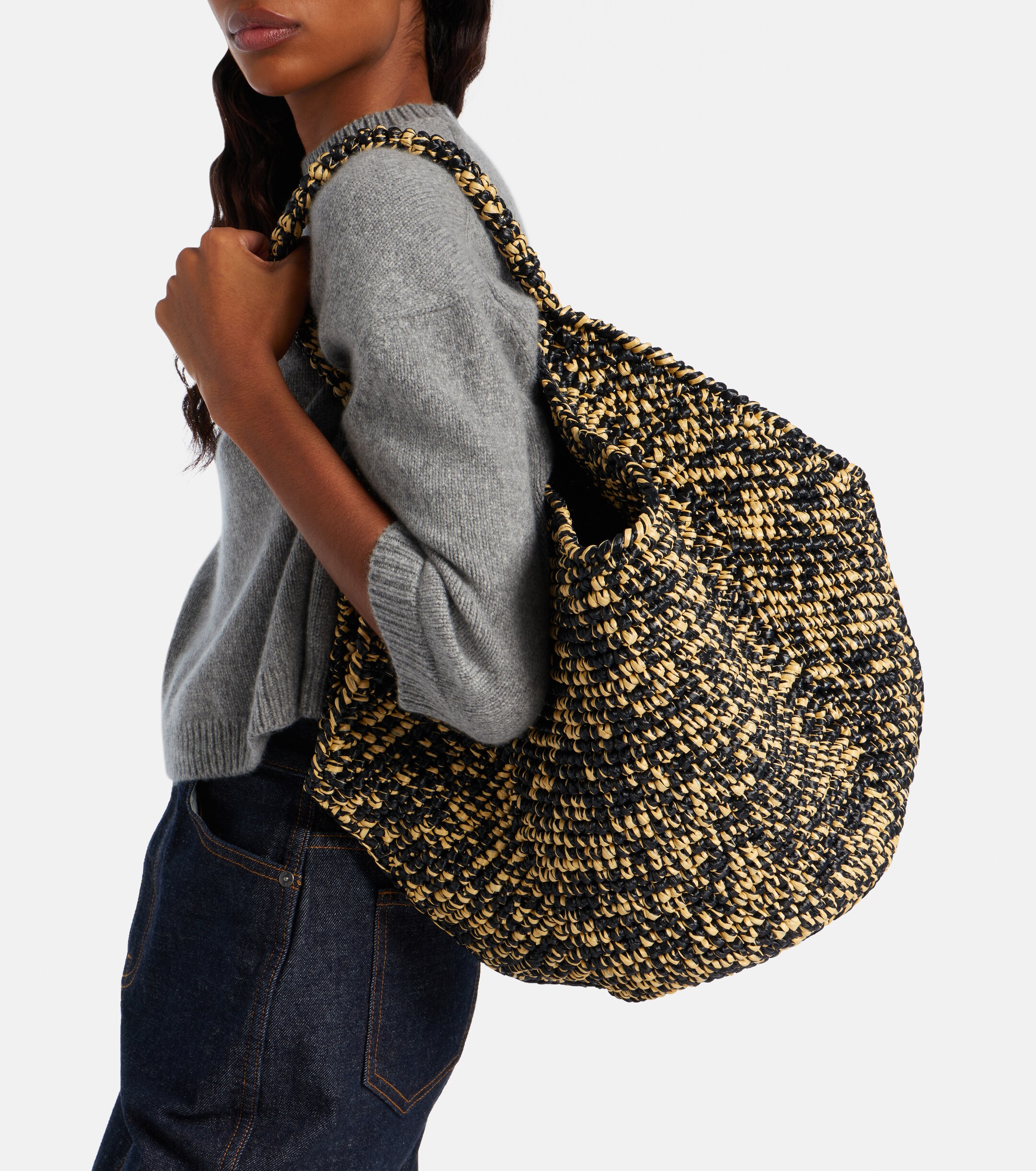 KHAITE Lotus Medium raffia tote bag