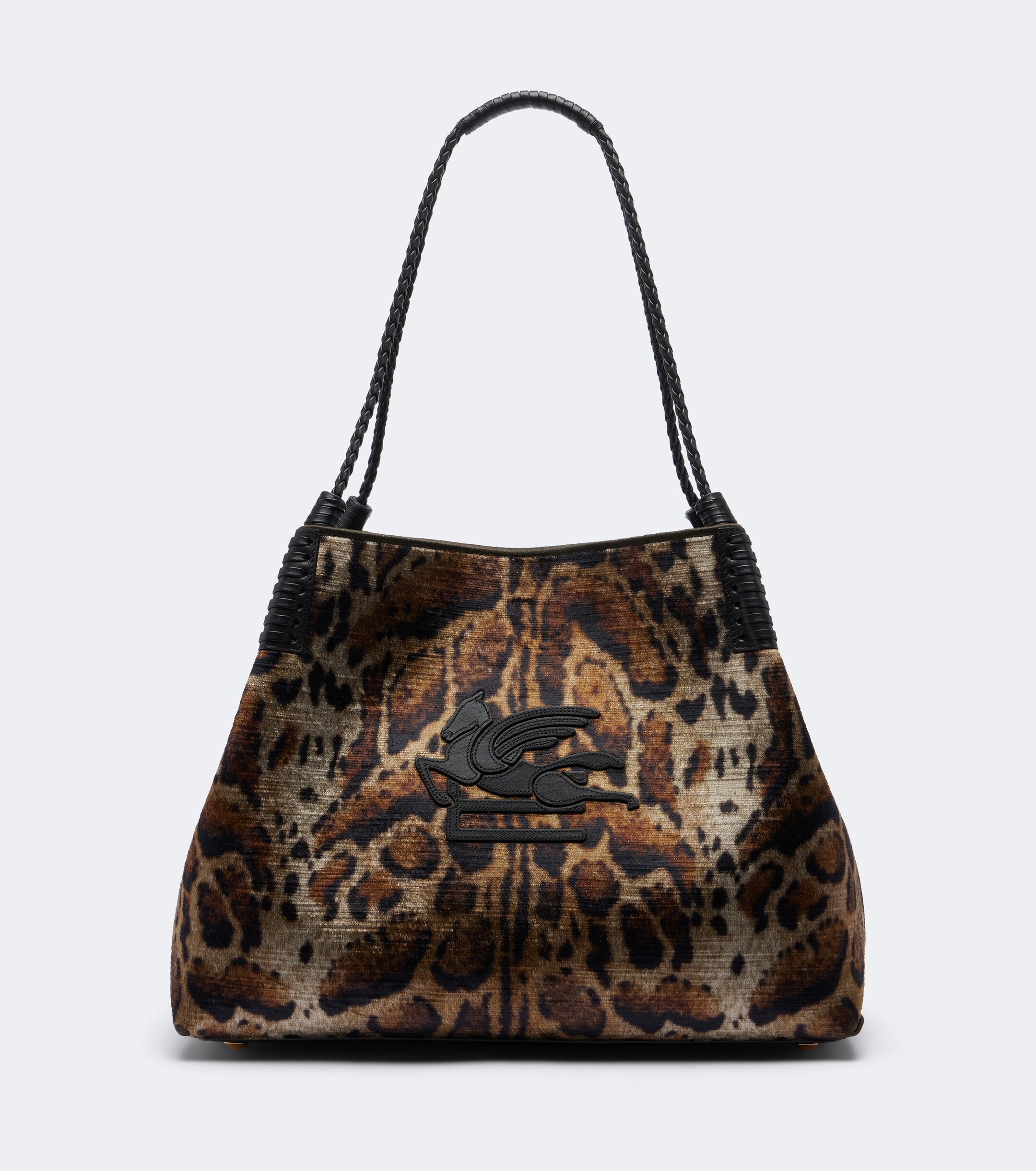 Etro Libra Large leopard-print velvet tote bag