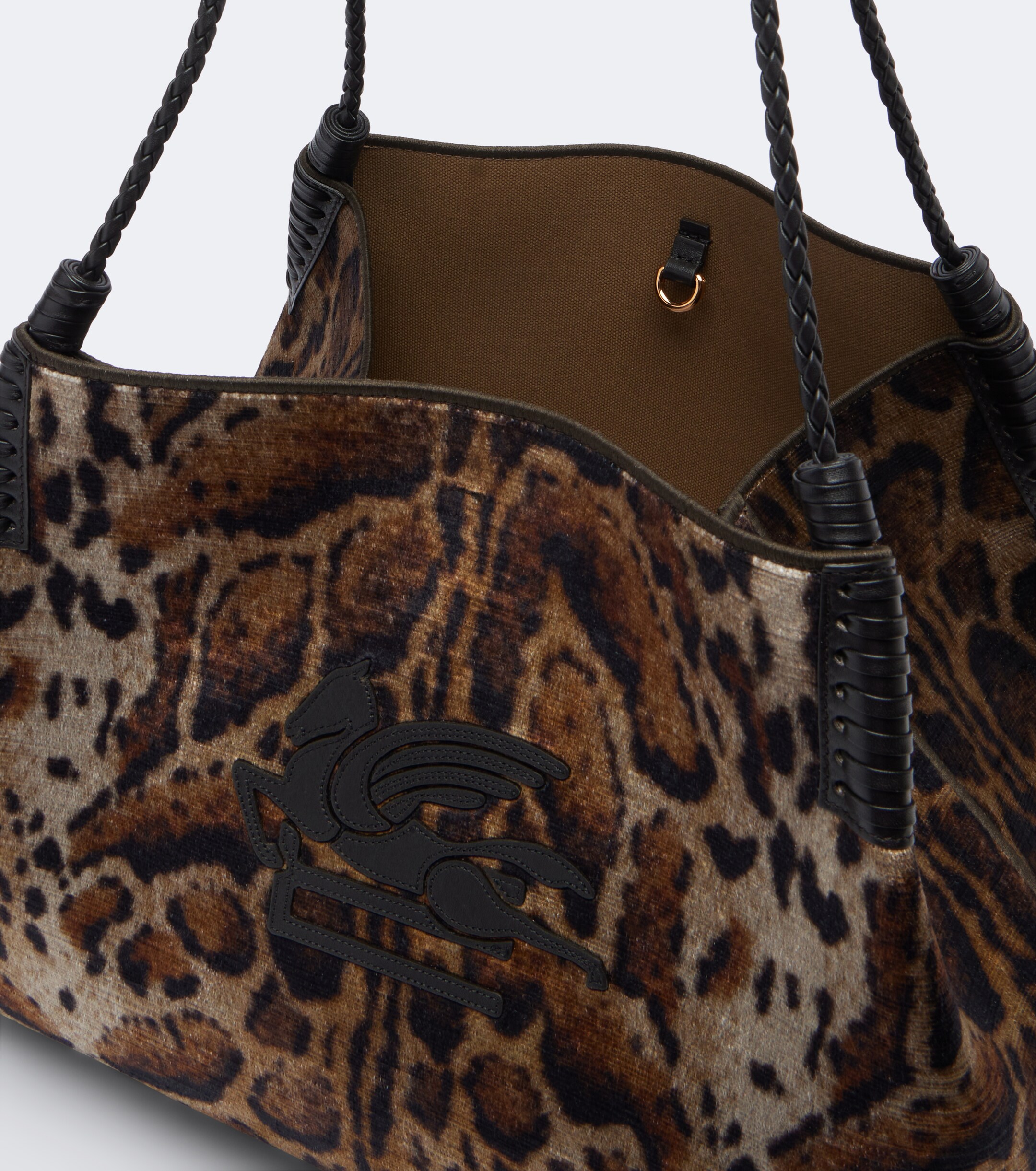 Etro Libra Large leopard-print velvet tote bag