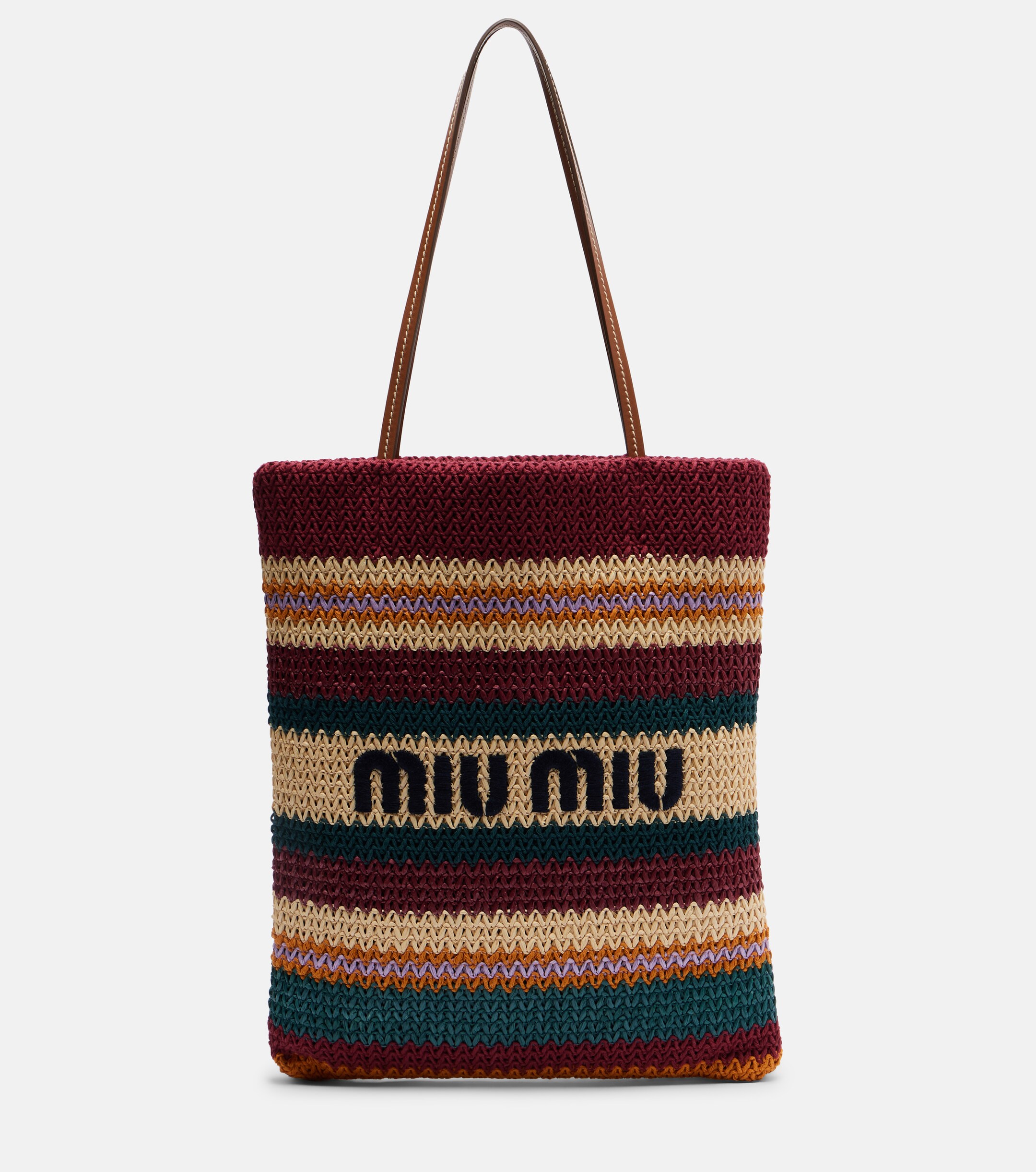 Miu Miu Woven raffia-effect shopper